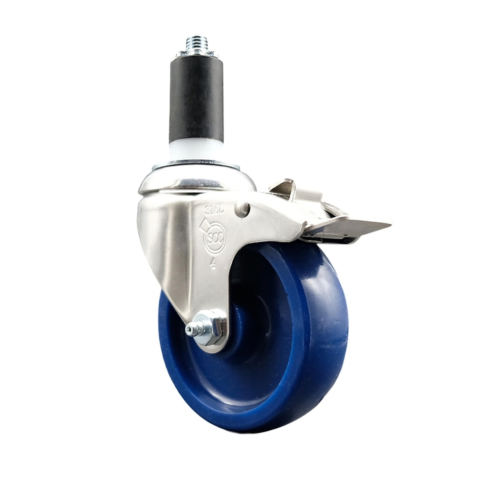 Service Caster, 4Inch x 1 1/4Inch Stem Caster, Wheel Diameter 4 in, Caster Type Swivel, Package (qty.) 1, Model SCC-SS316TTLEX20S414-SPUS-114