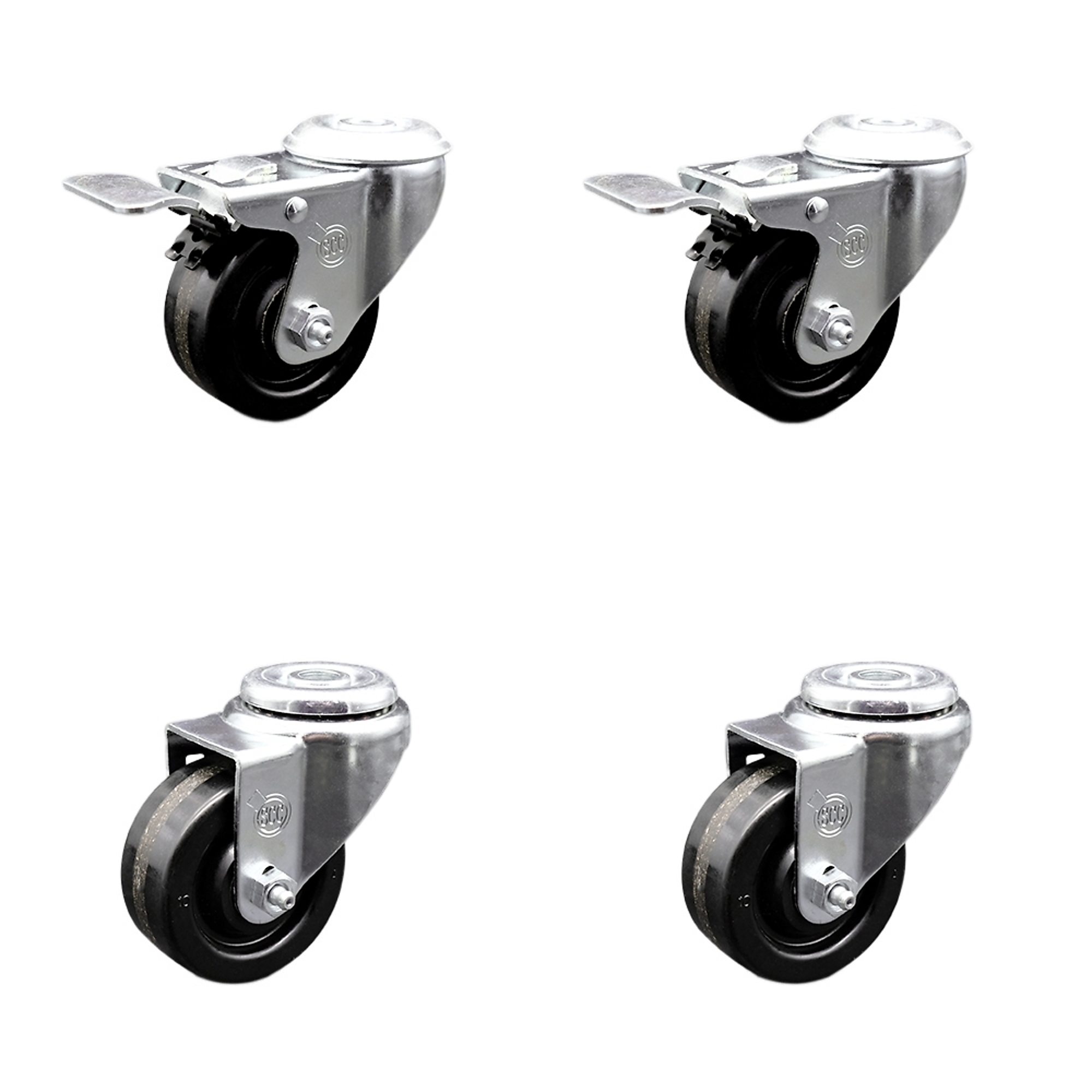 Service Caster, 3Inch x 1 1/4Inch Stem Casters, Wheel Diameter 3 in, Caster Type Swivel, Package (qty.) 4, Model SCC-SSBHTTL20S314-PHS-2-S-2