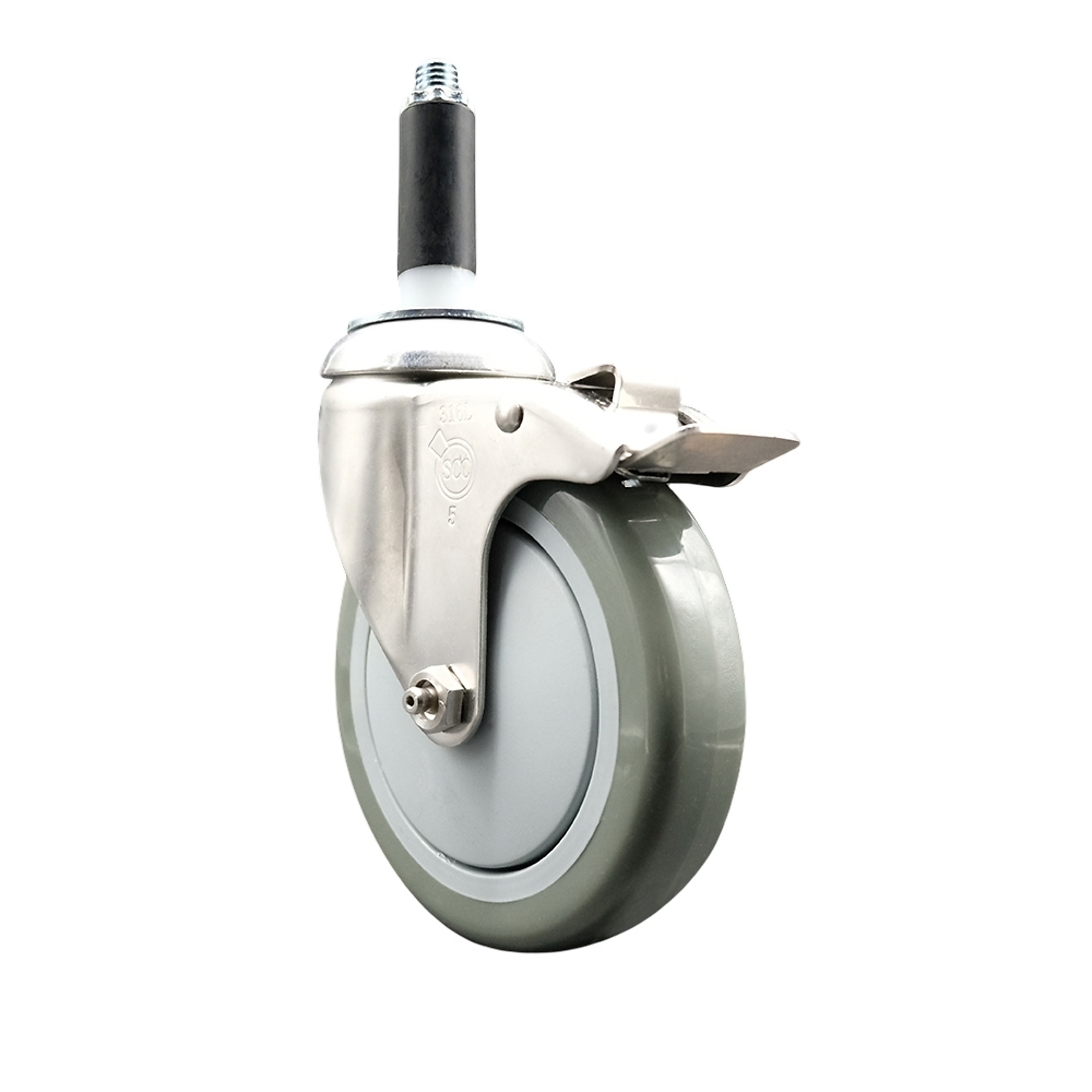 Service Caster, 5Inch x 1 1/4Inch Stem Caster, Wheel Diameter 5 in, Caster Type Swivel, Package (qty.) 1, Model SCC-SS316TTLEX20S514-PPUB-78