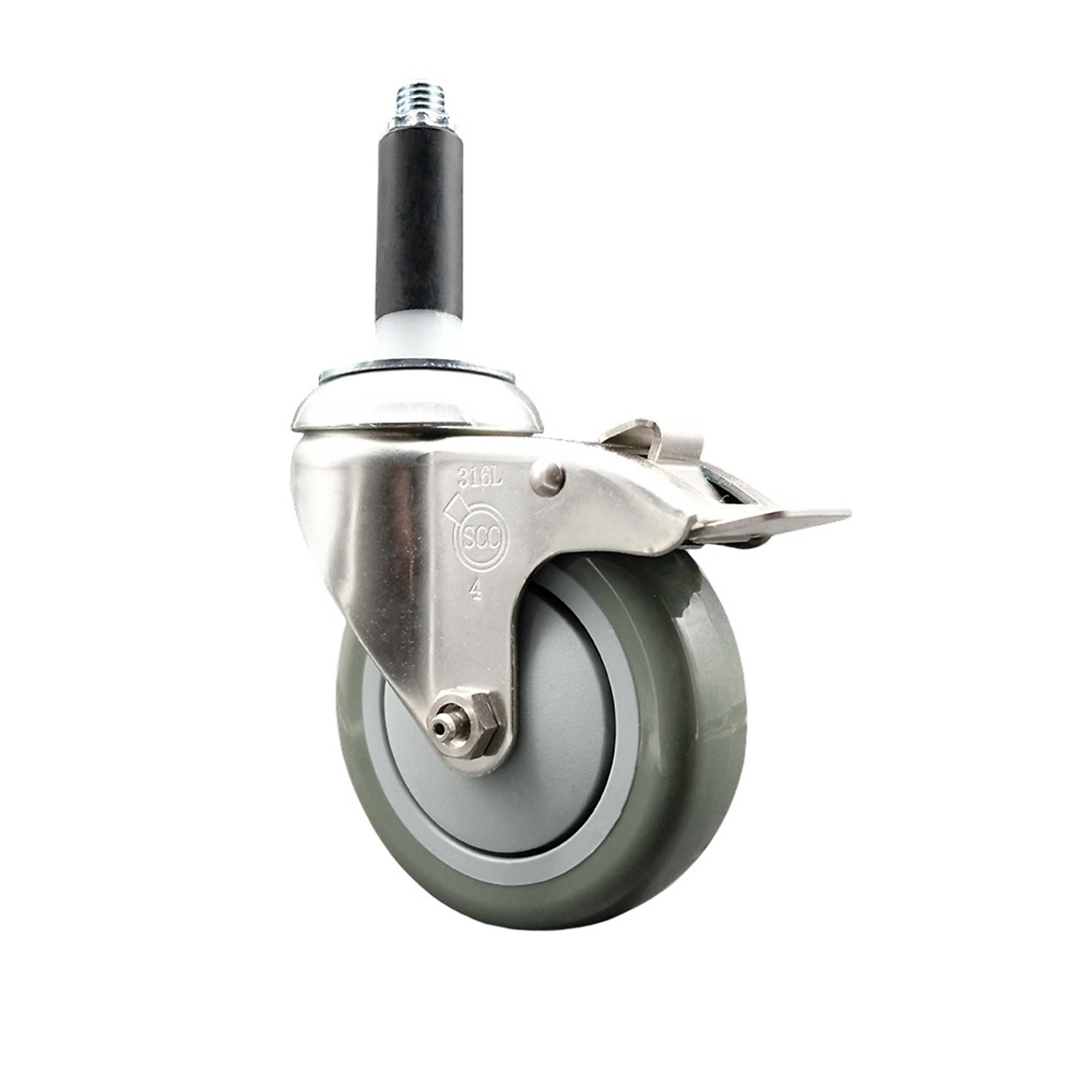 Service Caster, 4Inch x 1 1/4Inch Stem Caster, Wheel Diameter 4 in, Caster Type Swivel, Package (qty.) 1, Model SCC-SS316TTLEX20S414-PPUB-78