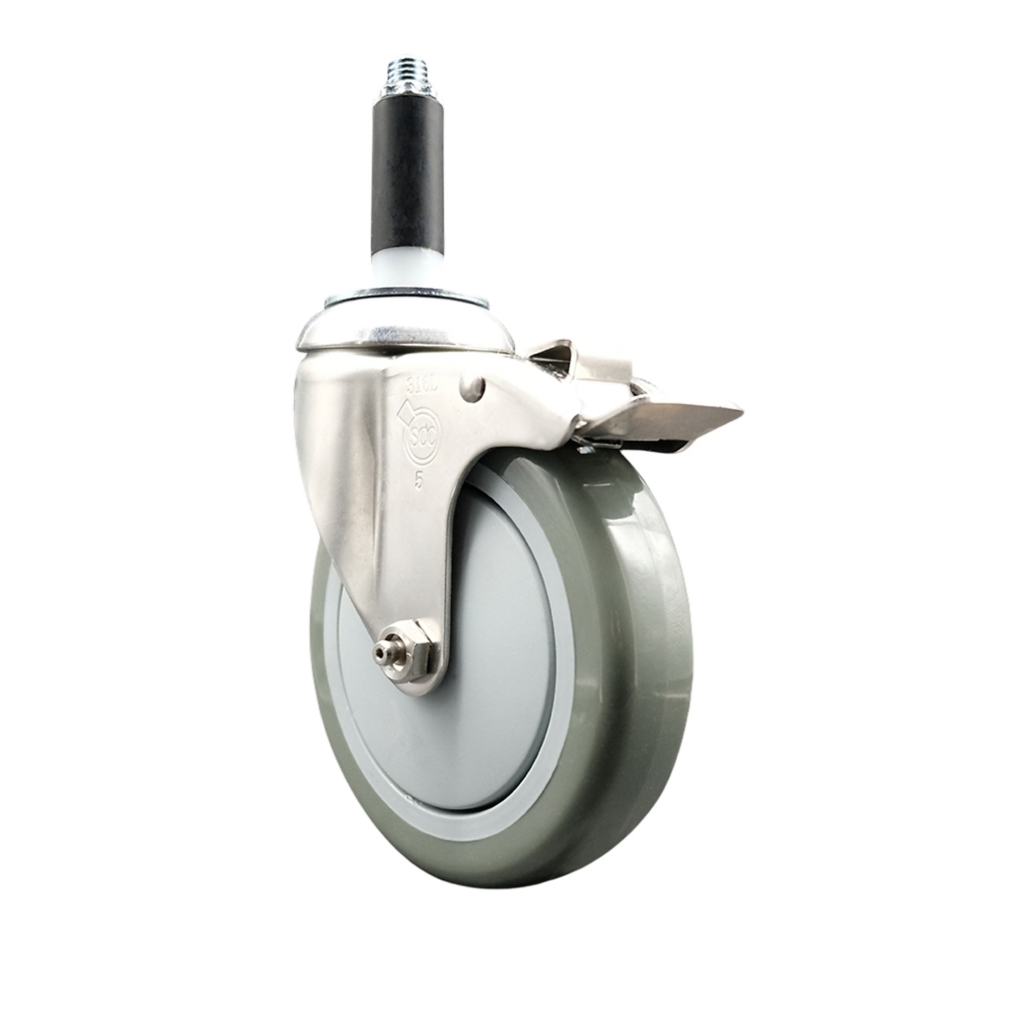 Service Caster, 5Inch x 1 1/4Inch Stem Caster, Wheel Diameter 5 in, Caster Type Swivel, Package (qty.) 1, Model SCC-SS316TTLEX20S514-PPUB-34