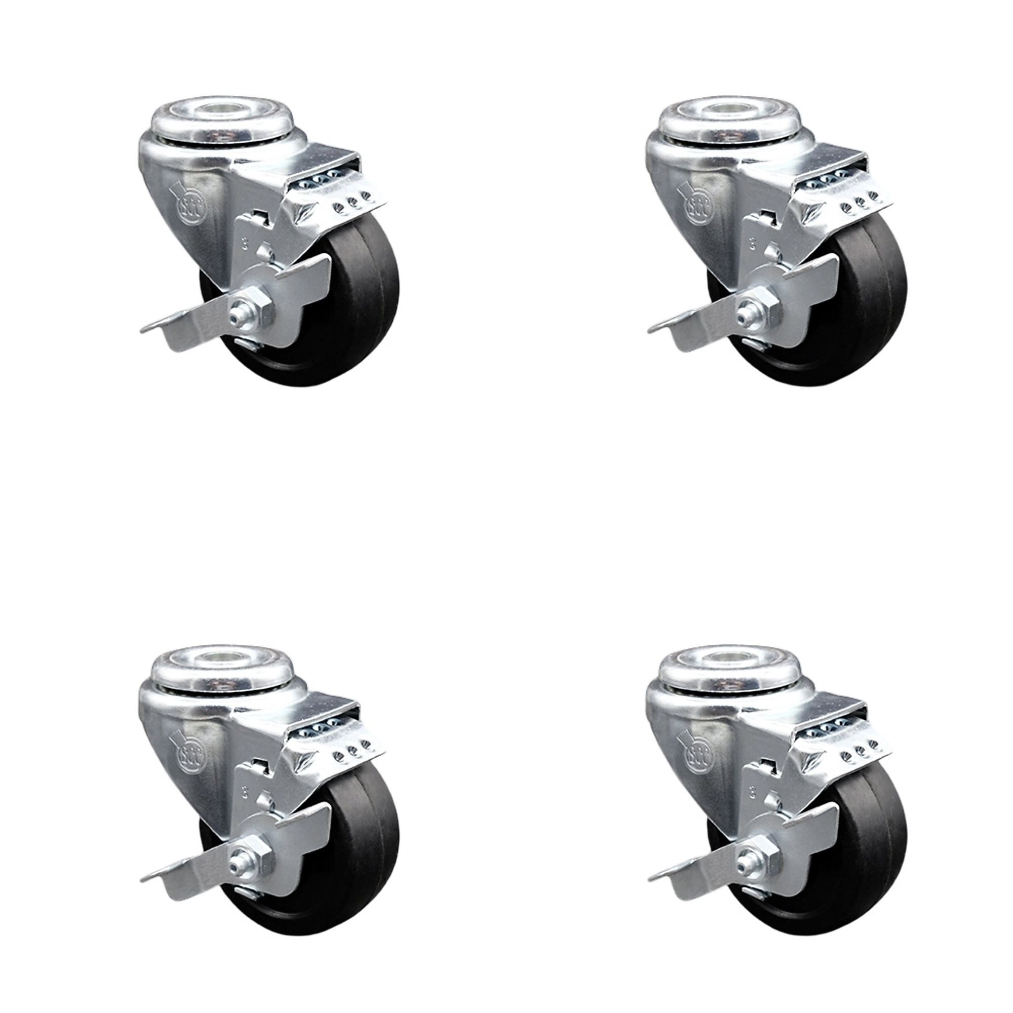 Service Caster, 3 1/2Inch x 1 1/4Inch Stem Casters, Wheel Diameter 3.5 in, Caster Type Swivel, Package (qty.) 4, Model SCC-SSBH20S3514-SRS-TLB-4