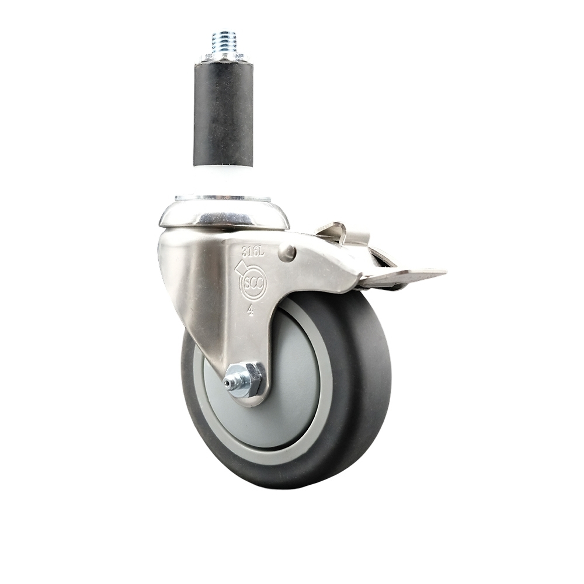 Service Caster, 4Inch x 1 1/4Inch Stem Caster, Wheel Diameter 4 in, Caster Type Swivel, Package (qty.) 1, Model SCC-SS316TTLEX20S414-TPRB-138