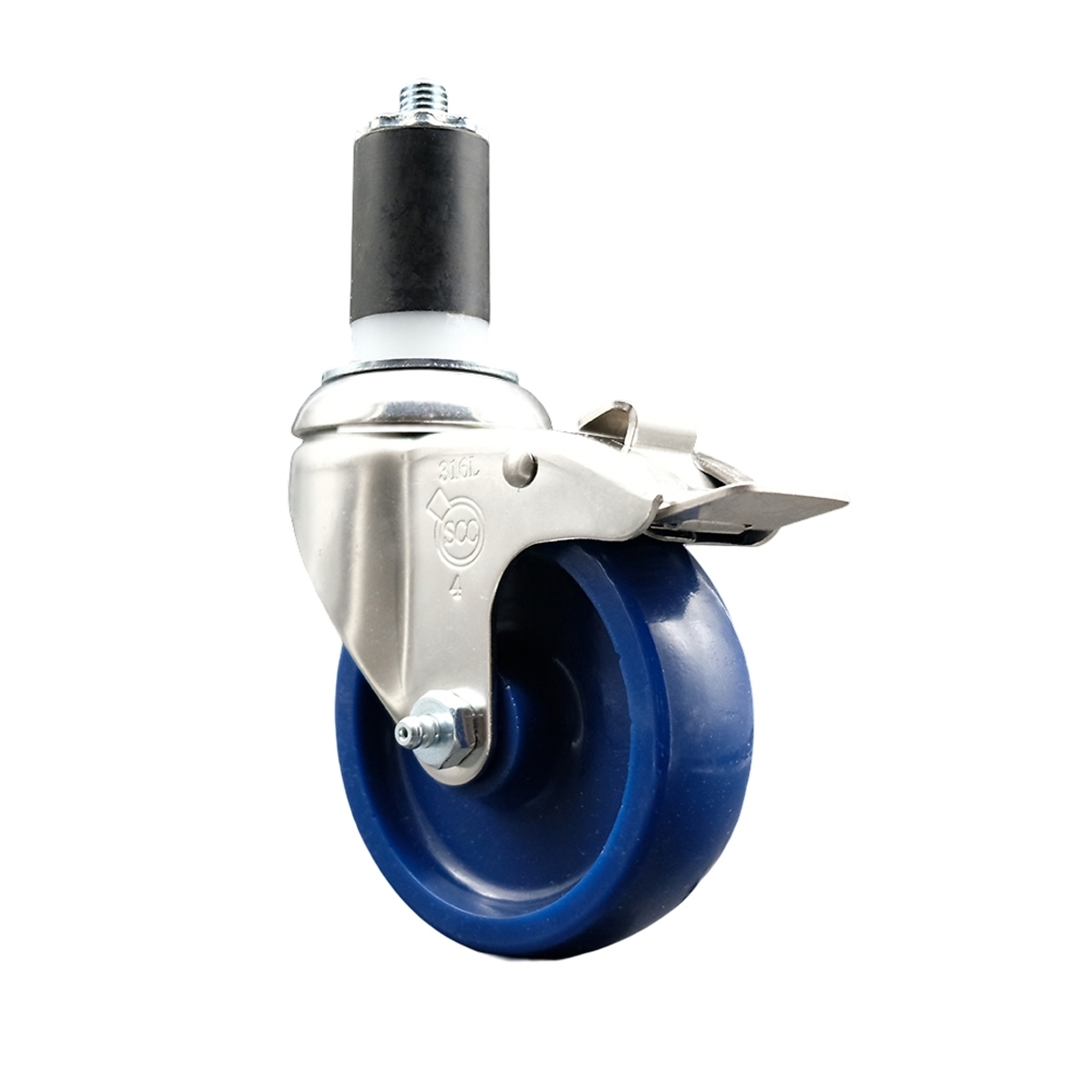 Service Caster, 4Inch x 1 1/4Inch Stem Caster, Wheel Diameter 4 in, Caster Type Swivel, Package (qty.) 1, Model SCC-SS316TTLEX20S414-SPUS-112