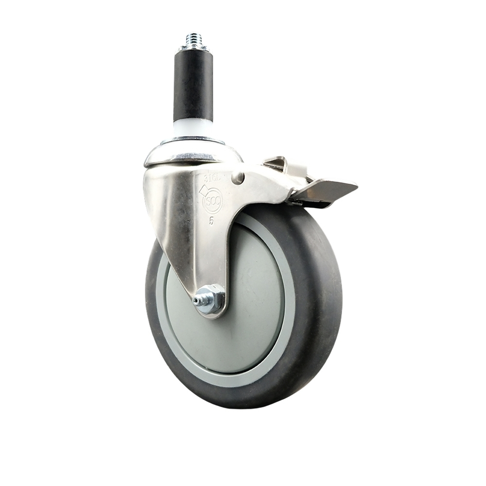 Service Caster, 5Inch x 1 1/4Inch Stem Caster, Wheel Diameter 5 in, Caster Type Swivel, Package (qty.) 1, Model SCC-SS316TTLEX20S514-TPRB-138