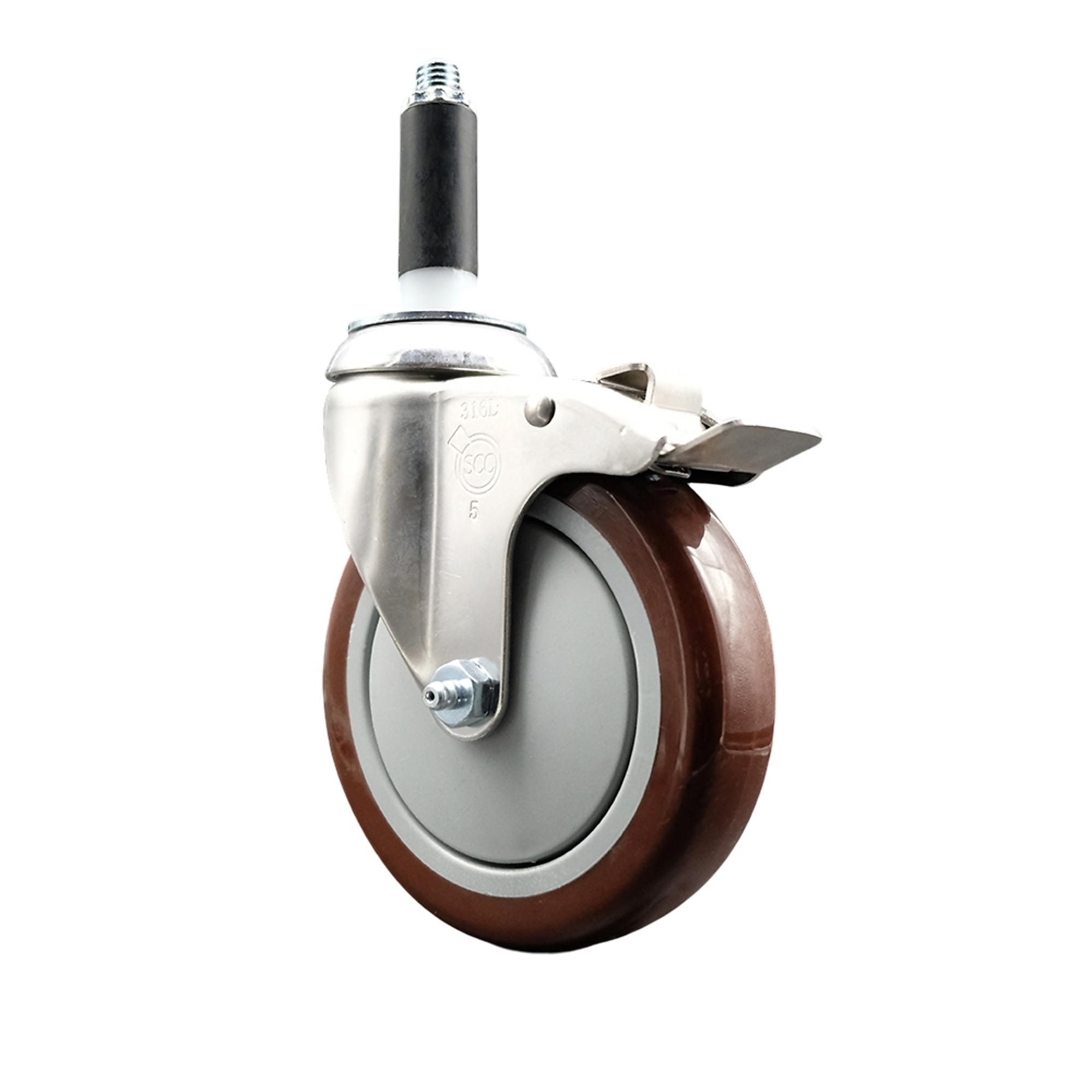 Service Caster, 5Inch x 1 1/4Inch Stem Caster, Wheel Diameter 5 in, Caster Type Swivel, Package (qty.) 1, Model SCC-SS316TTLEX20S514-PPUB-MRN-34