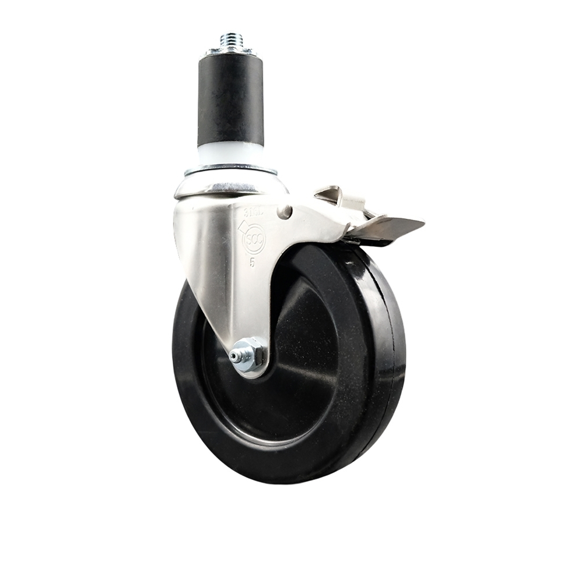 Service Caster, 5Inch x 1 1/4Inch Stem Caster, Wheel Diameter 5 in, Caster Type Swivel, Package (qty.) 1, Model SCC-SS316TTLEX20S514-HRS-112