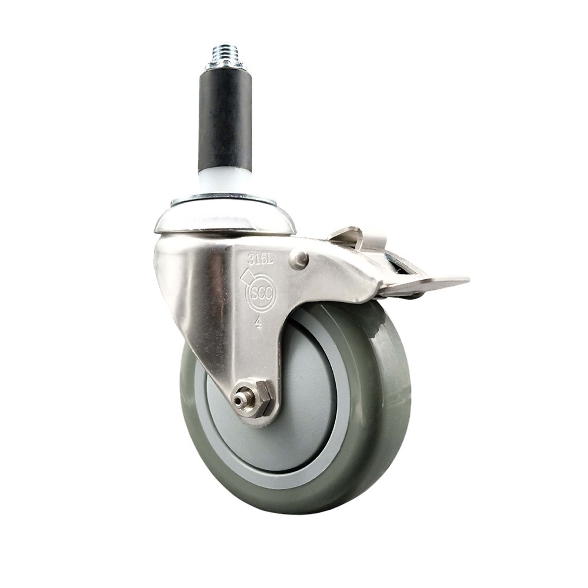 Service Caster, 4Inch x 1 1/4Inch Stem Caster, Wheel Diameter 4 in, Caster Type Swivel, Package (qty.) 1, Model SCC-SS316TTLEX20S414-PPUB-1