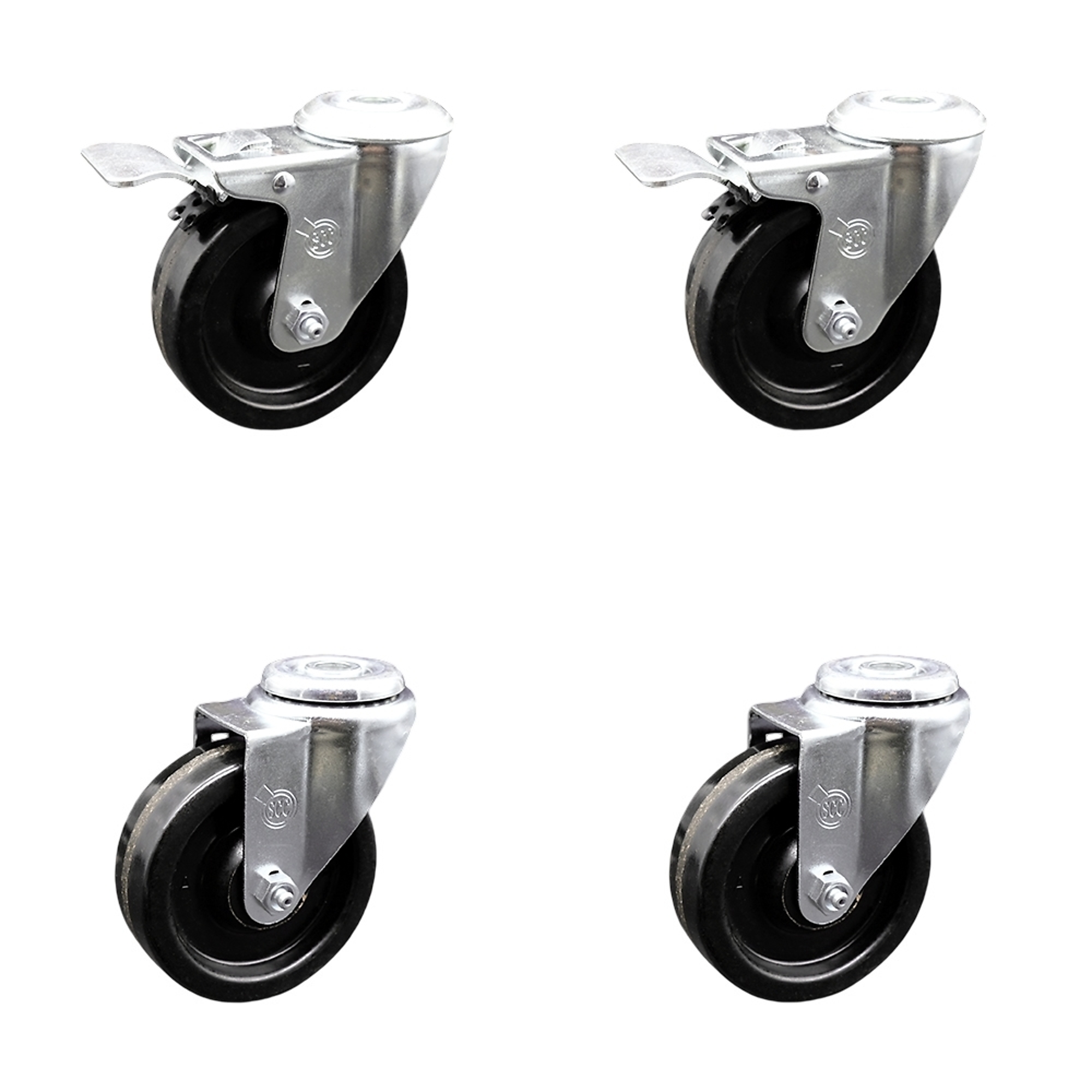 Service Caster, 4Inch x 1 1/4Inch Stem Casters, Wheel Diameter 4 in, Caster Type Swivel, Package (qty.) 4, Model SCC-SSBHTTL20S414-PHS-2-S-2