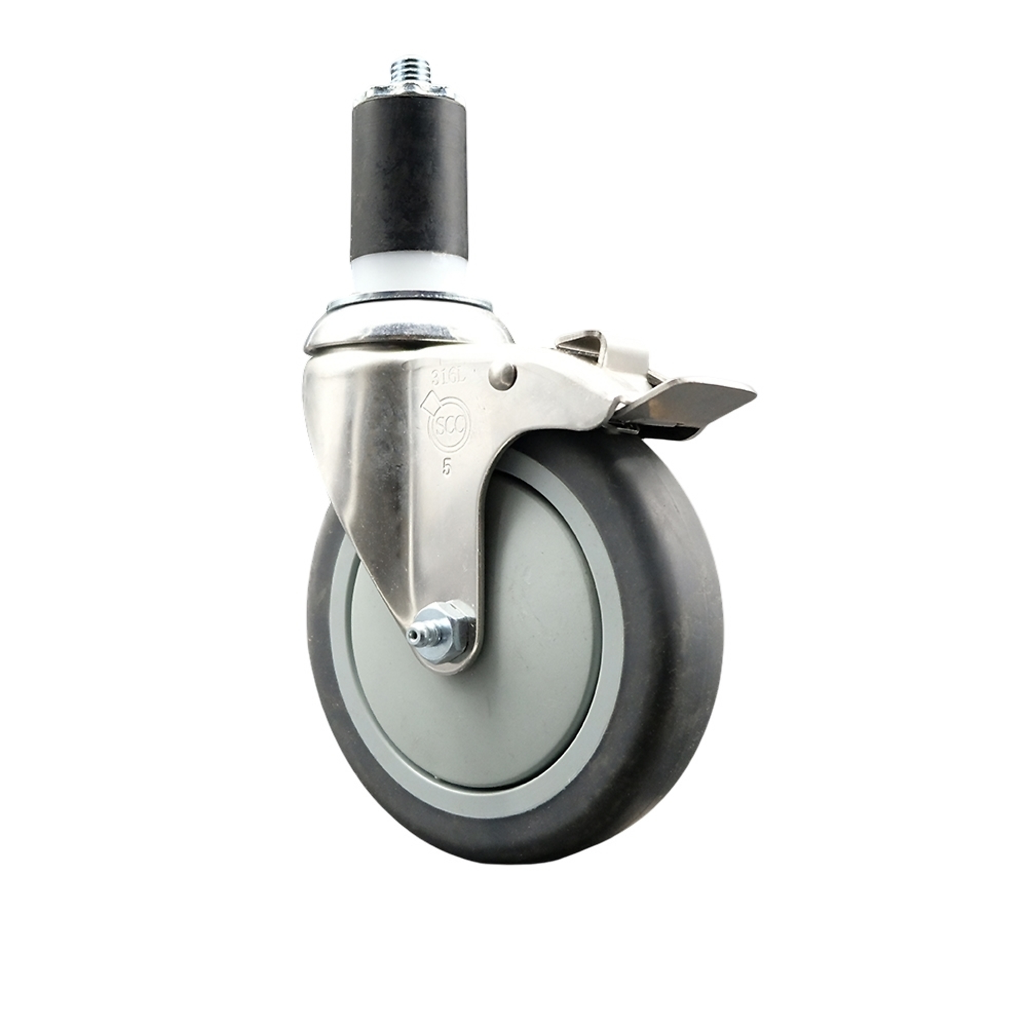 Service Caster, 5Inch x 1 1/4Inch Stem Caster, Wheel Diameter 5 in, Caster Type Swivel, Package (qty.) 1, Model SCC-SS316TTLEX20S514-TPRB-112