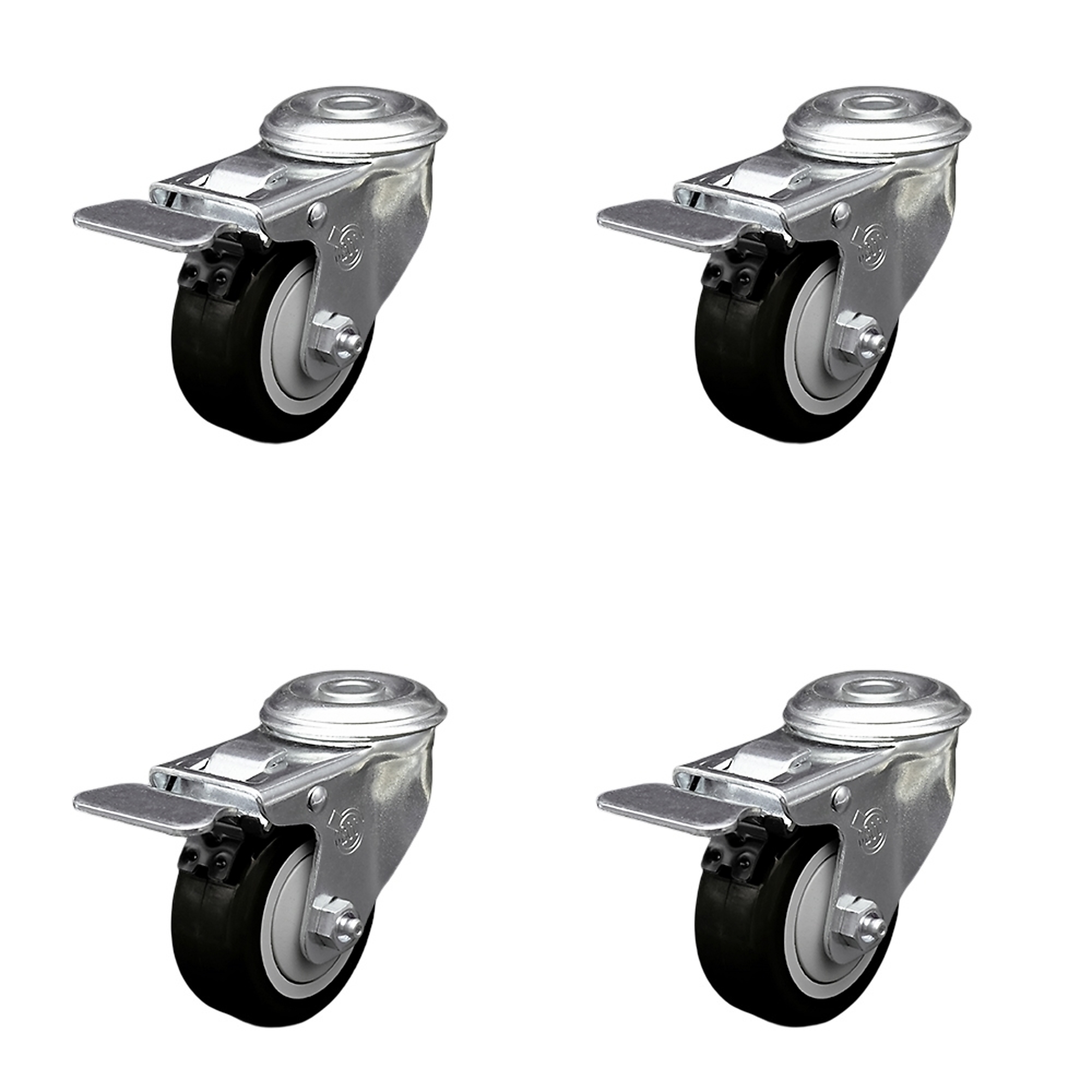 Service Caster, 3 1/2Inch x 1 1/4Inch Stem Casters, Wheel Diameter 3.5 in, Caster Type Swivel, Package (qty.) 4, Model SCC-SSBHTTL20S3514-PPUB-BLK-4