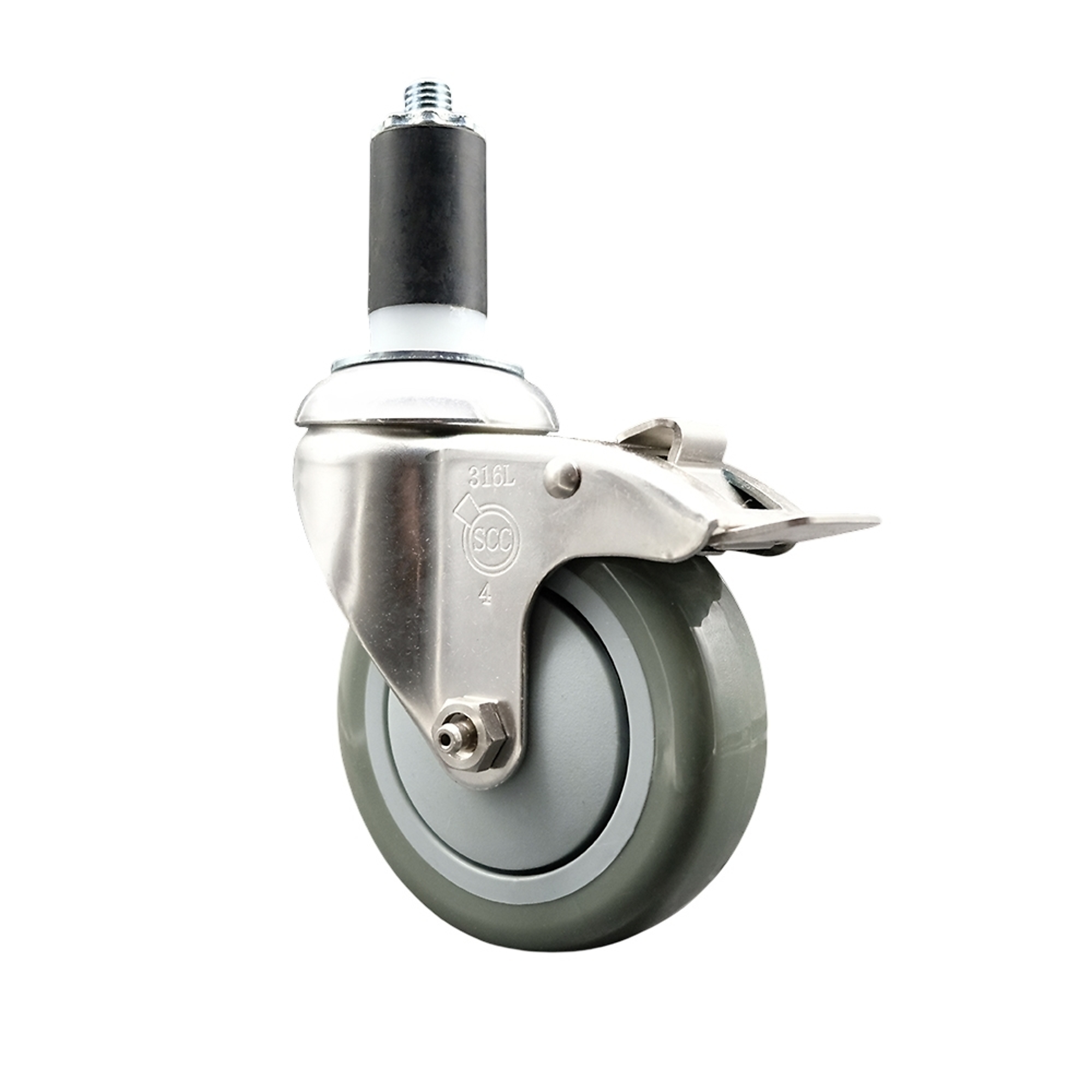 Service Caster, 4Inch x 1 1/4Inch Stem Caster, Wheel Diameter 4 in, Caster Type Swivel, Package (qty.) 1, Model SCC-SS316TTLEX20S414-PPUB-114