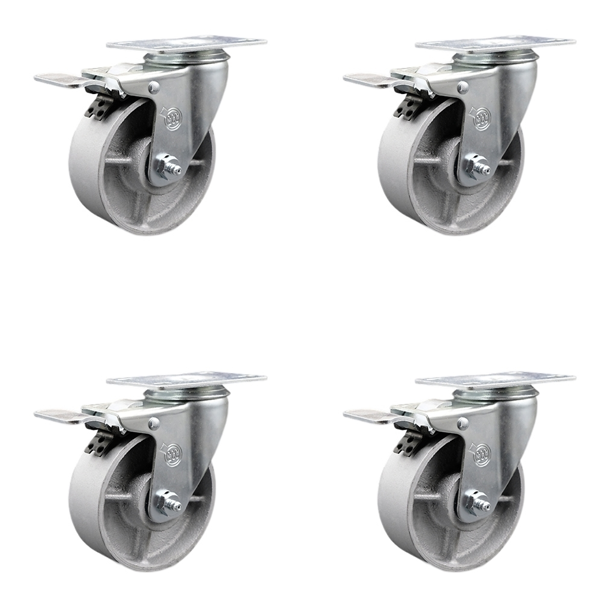 Service Caster, 4Inch x 1 1/2Inch Plate Casters, Wheel Diameter 4 in, Caster Type Swivel, Package (qty.) 4, Model SCC-TTL20S415-SSR-4