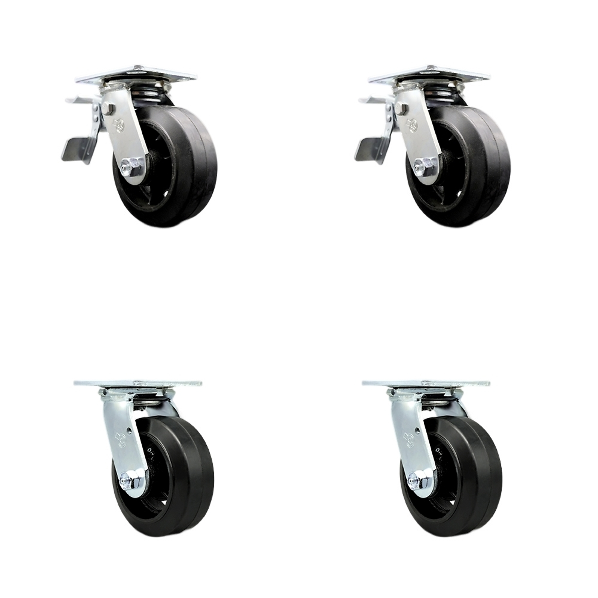 Service Caster, 5Inch x 2Inch Plate Casters, Wheel Diameter 5 in, Caster Type Swivel, Package (qty.) 4, Model SCC-TTL30S520-RSB-2-S-2