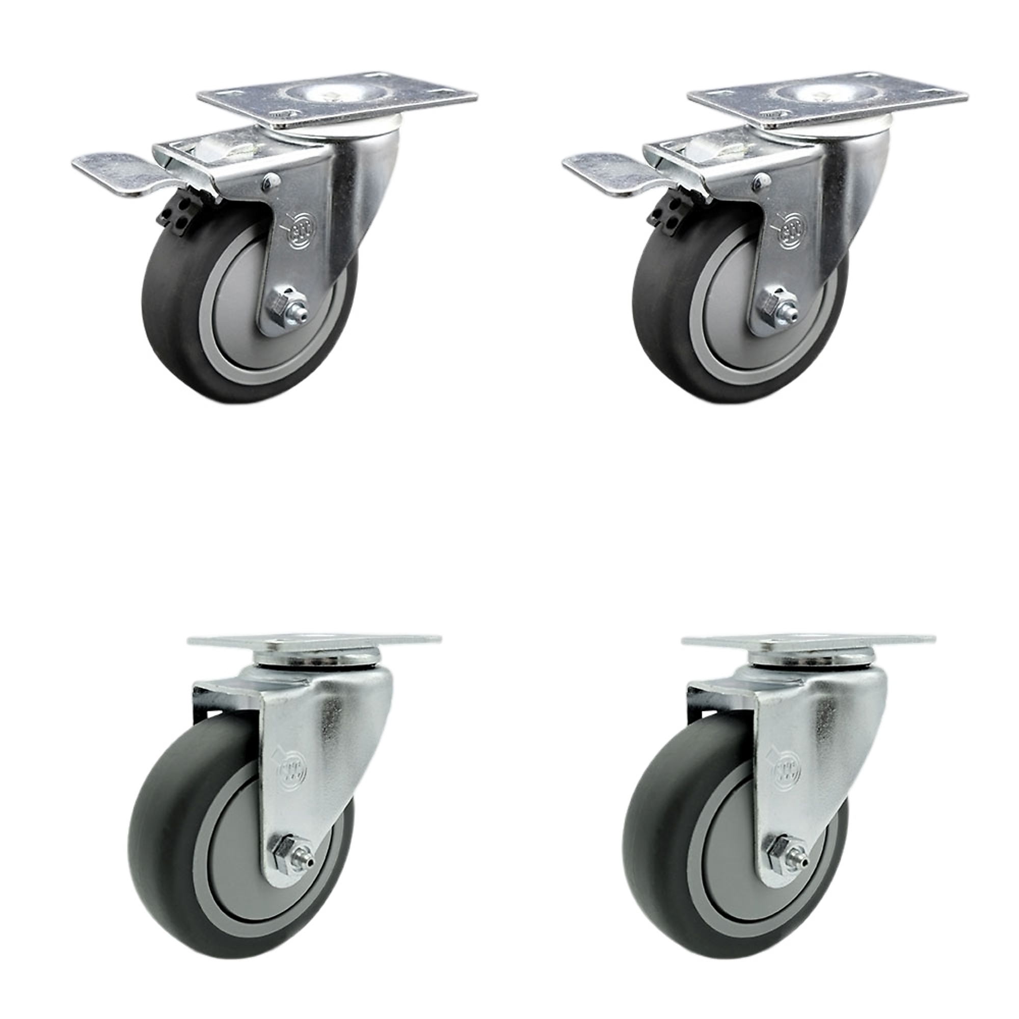 Service Caster, 4Inch x 1 1/4Inch Plate Casters, Wheel Diameter 4 in, Caster Type Swivel, Package (qty.) 4, Model SCC-TTL20S414-TPRB-2-S-2