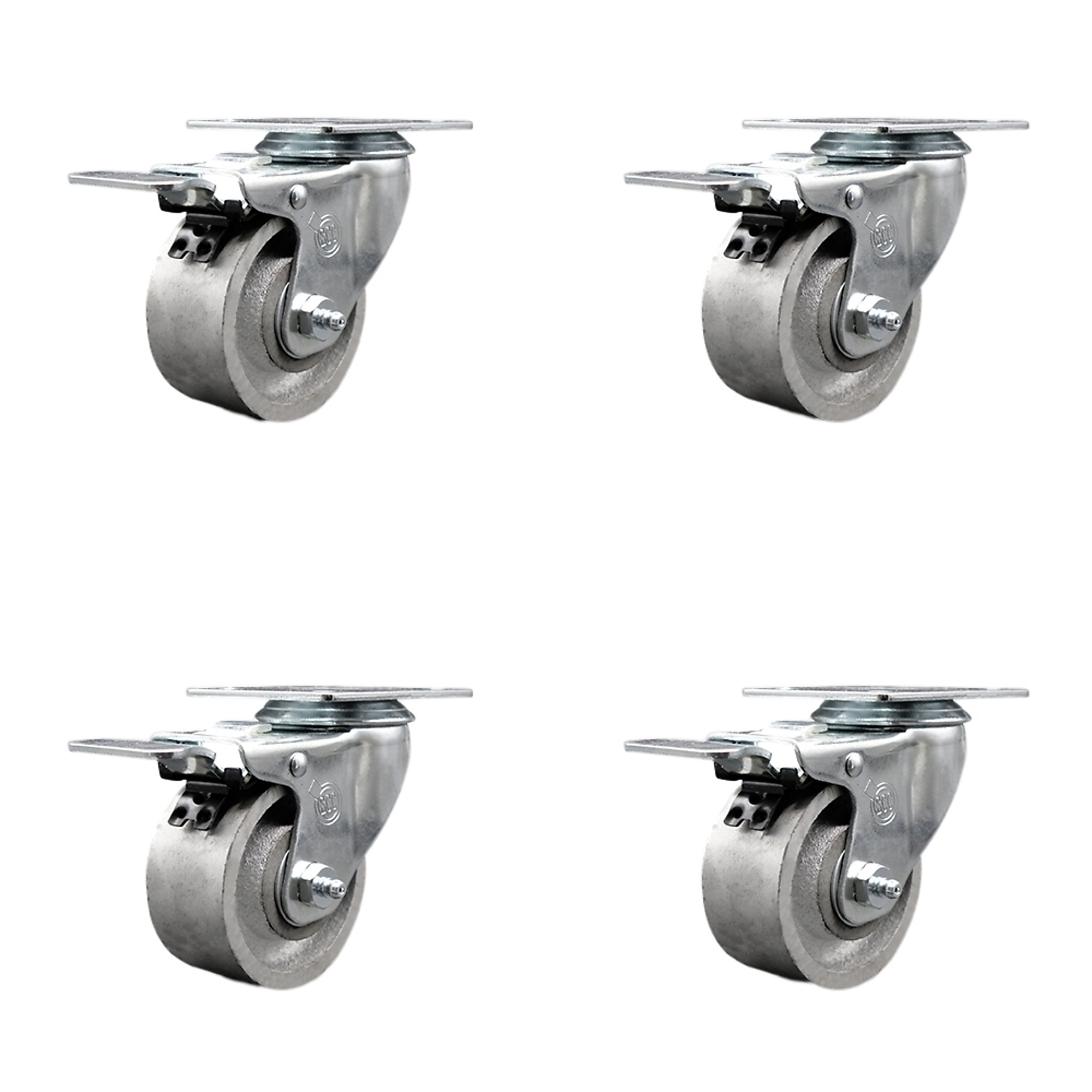 Service Caster, 3Inch x 1 1/2Inch Plate Casters, Wheel Diameter 3 in, Caster Type Swivel, Package (qty.) 4, Model SCC-TTL20S315-SSR-4