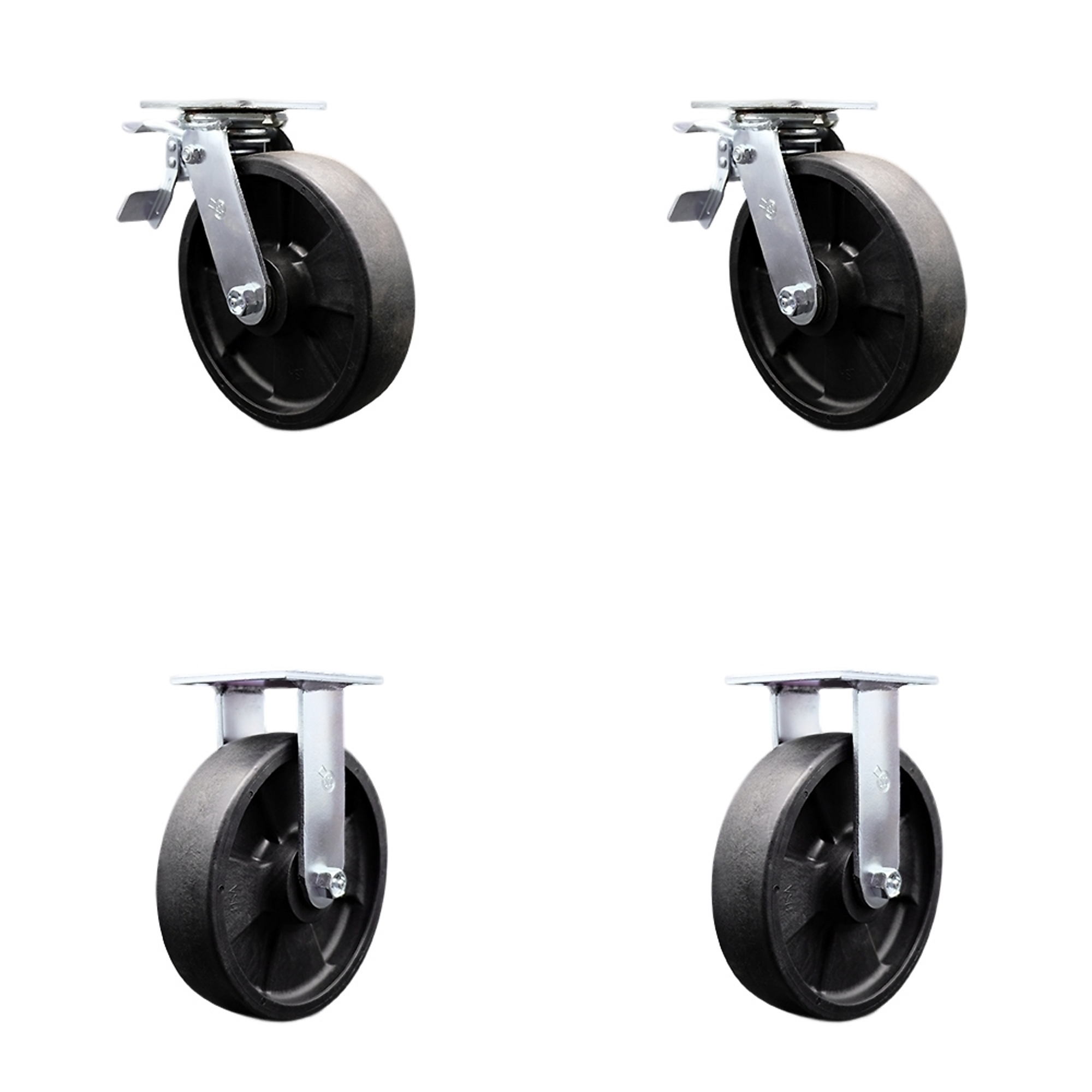 Service Caster, 8Inch x 2Inch Plate Casters, Wheel Diameter 8 in, Caster Type Swivel, Package (qty.) 4, Model SCC-TTL30S820-GFNB-2-R-2