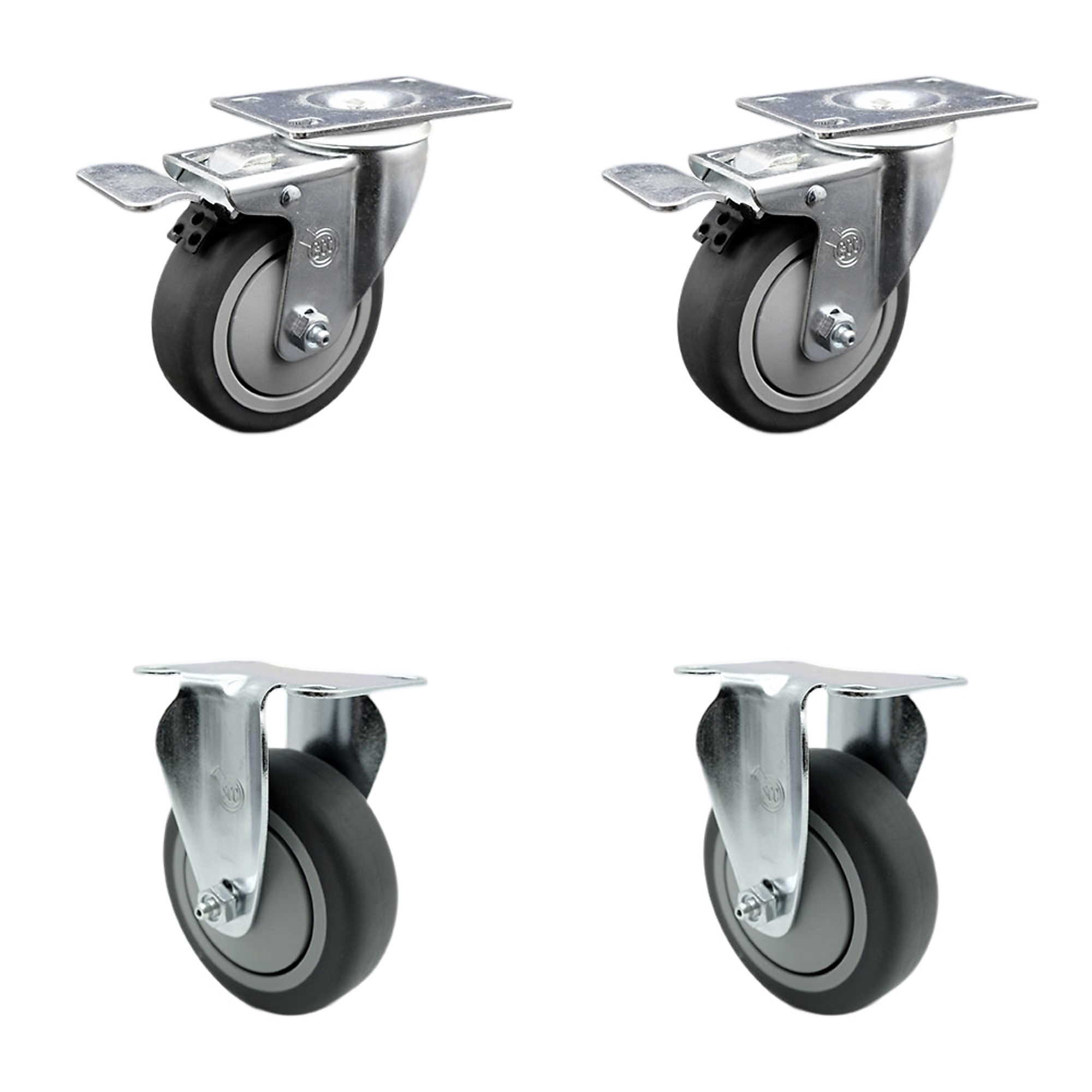 Service Caster, 4Inch x 1 1/4Inch Plate Casters, Wheel Diameter 4 in, Caster Type Swivel, Package (qty.) 4, Model SCC-TTL20S414-TPRB-2-R-2