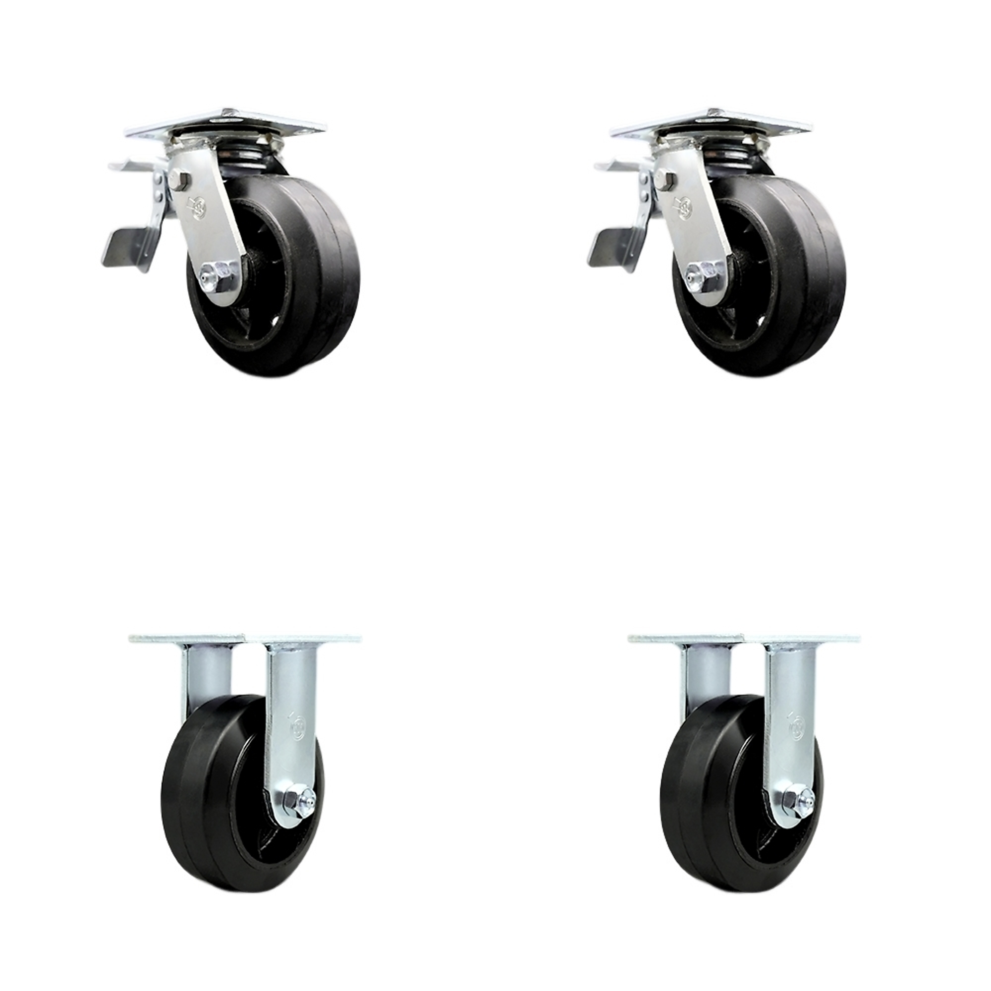 Service Caster, 5Inch x 2Inch Plate Casters, Wheel Diameter 5 in, Caster Type Swivel, Package (qty.) 4, Model SCC-TTL30S520-RSR-2-R-2