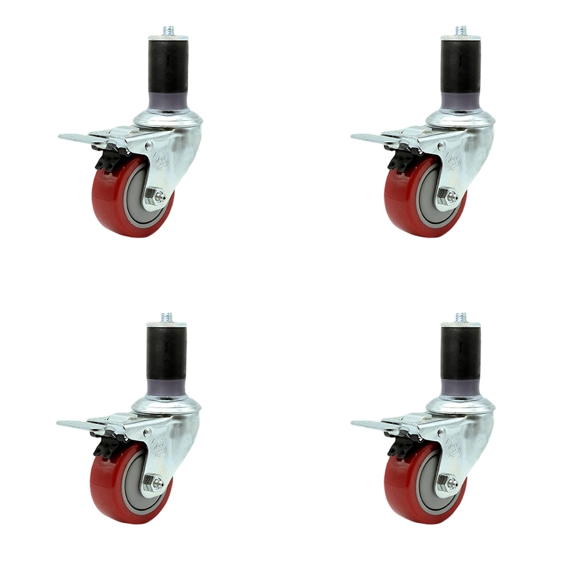 Service Caster, 3 1/2Inch x 1 1/4Inch Stem Casters, Wheel Diameter 3.5 in, Caster Type Rigid, Package (qty.) 4, Model SCC-TTLEX20S3514-PPUB-RED-MTG47-