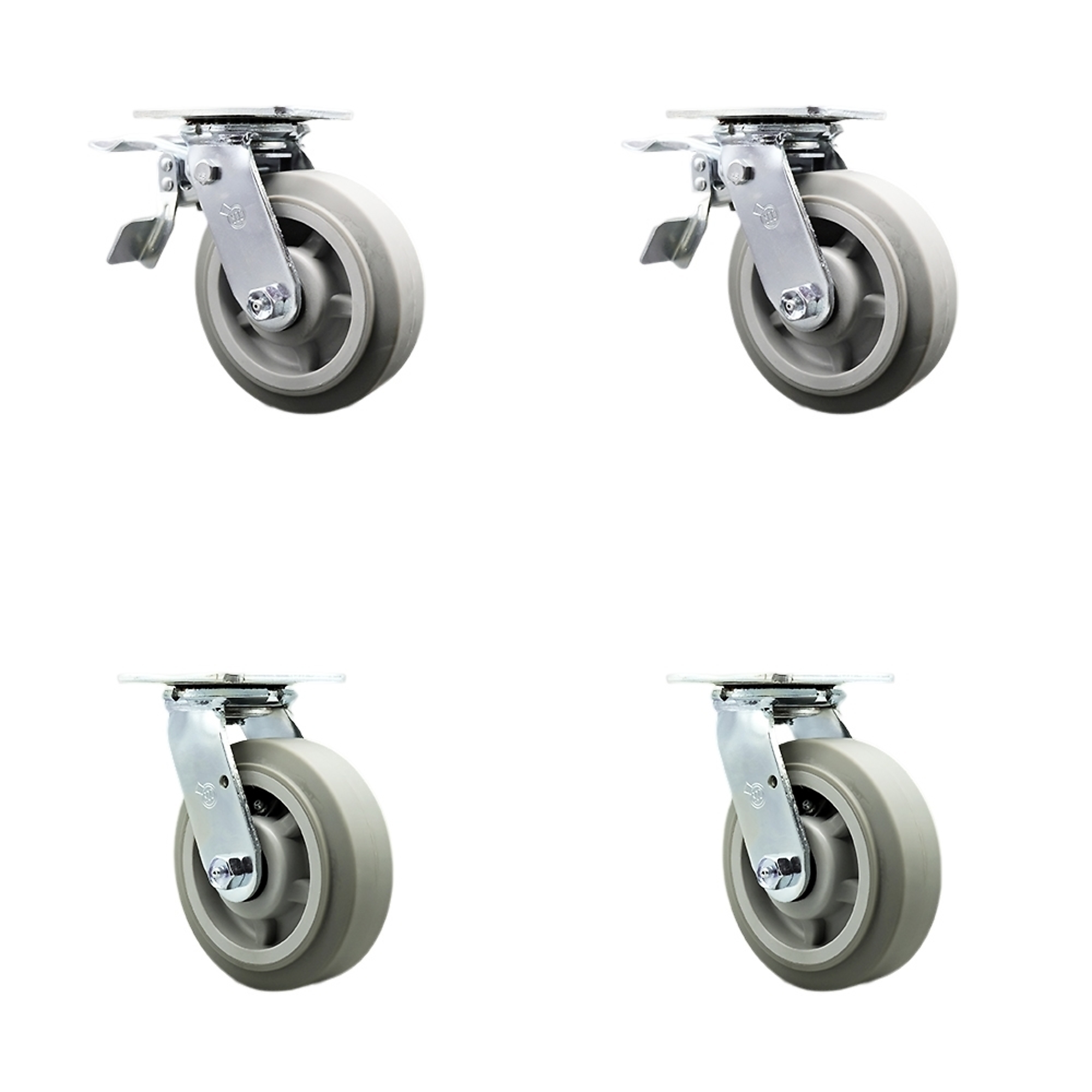 Service Caster, 6Inch x 2Inch Plate Casters, Wheel Diameter 6 in, Caster Type Swivel, Package (qty.) 4, Model SCC-TTL30S620-TPRBF-2-S-2