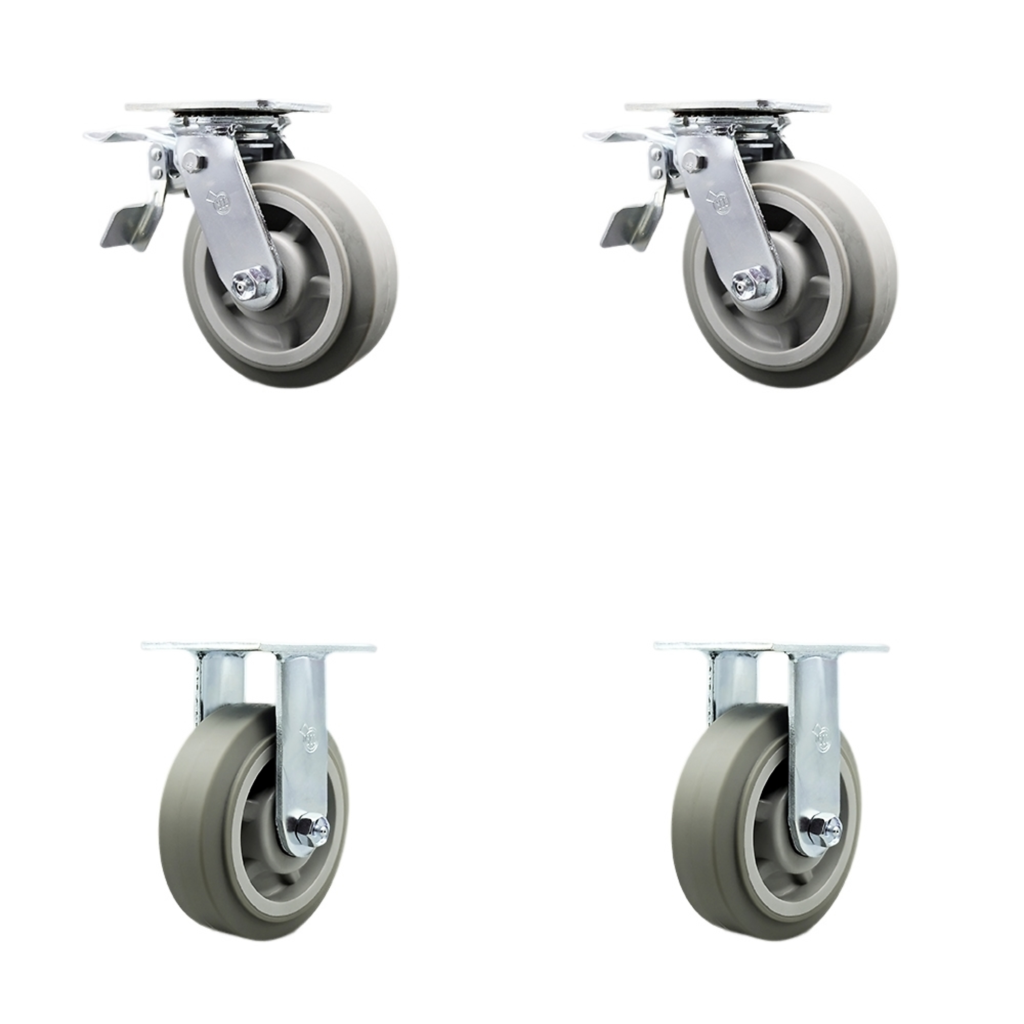 Service Caster, 6Inch x 2Inch Plate Casters, Wheel Diameter 6 in, Caster Type Swivel, Package (qty.) 4, Model SCC-TTL30S620-TPRBF-2-R-2