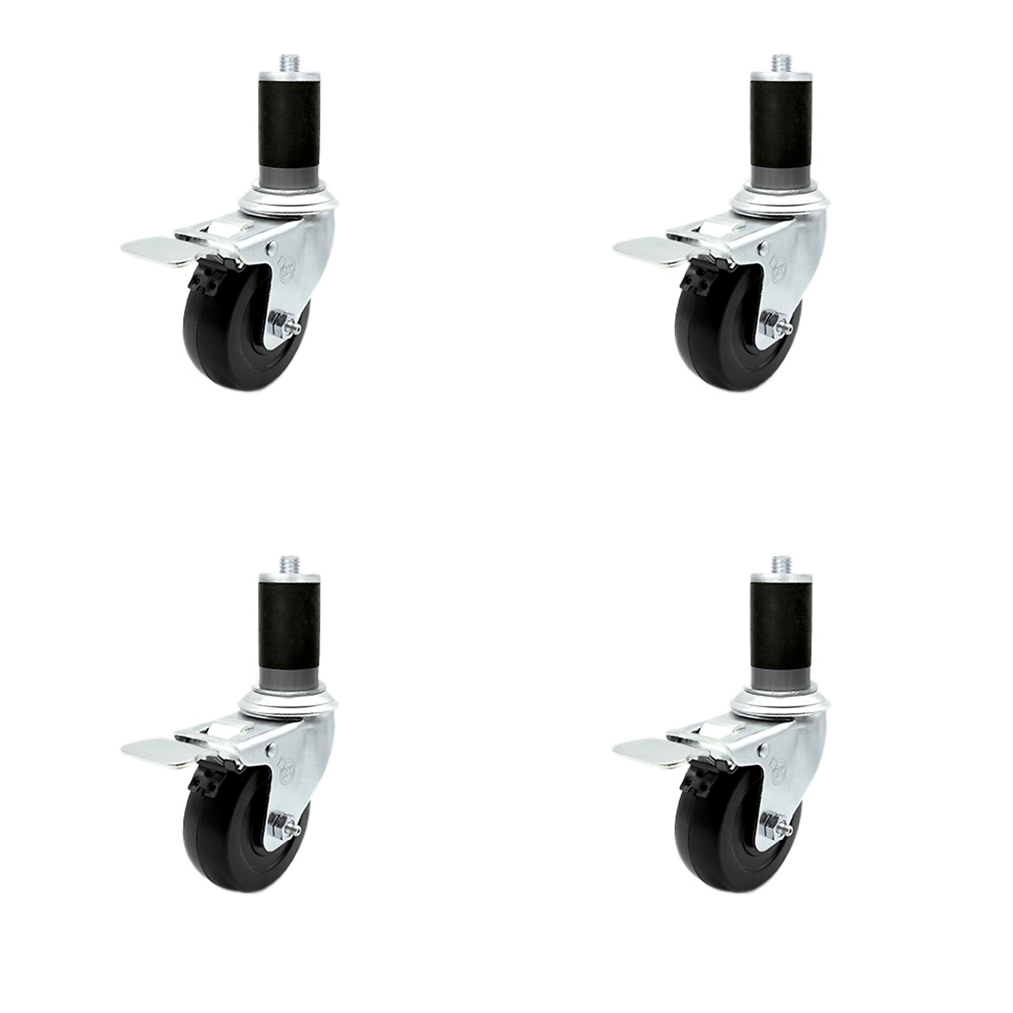 Service Caster, 4Inch x 1 1/4Inch Stem Casters, Wheel Diameter 4 in, Caster Type Swivel, Package (qty.) 4, Model SCC-TTLEX20S414-HRS-MTG47-4