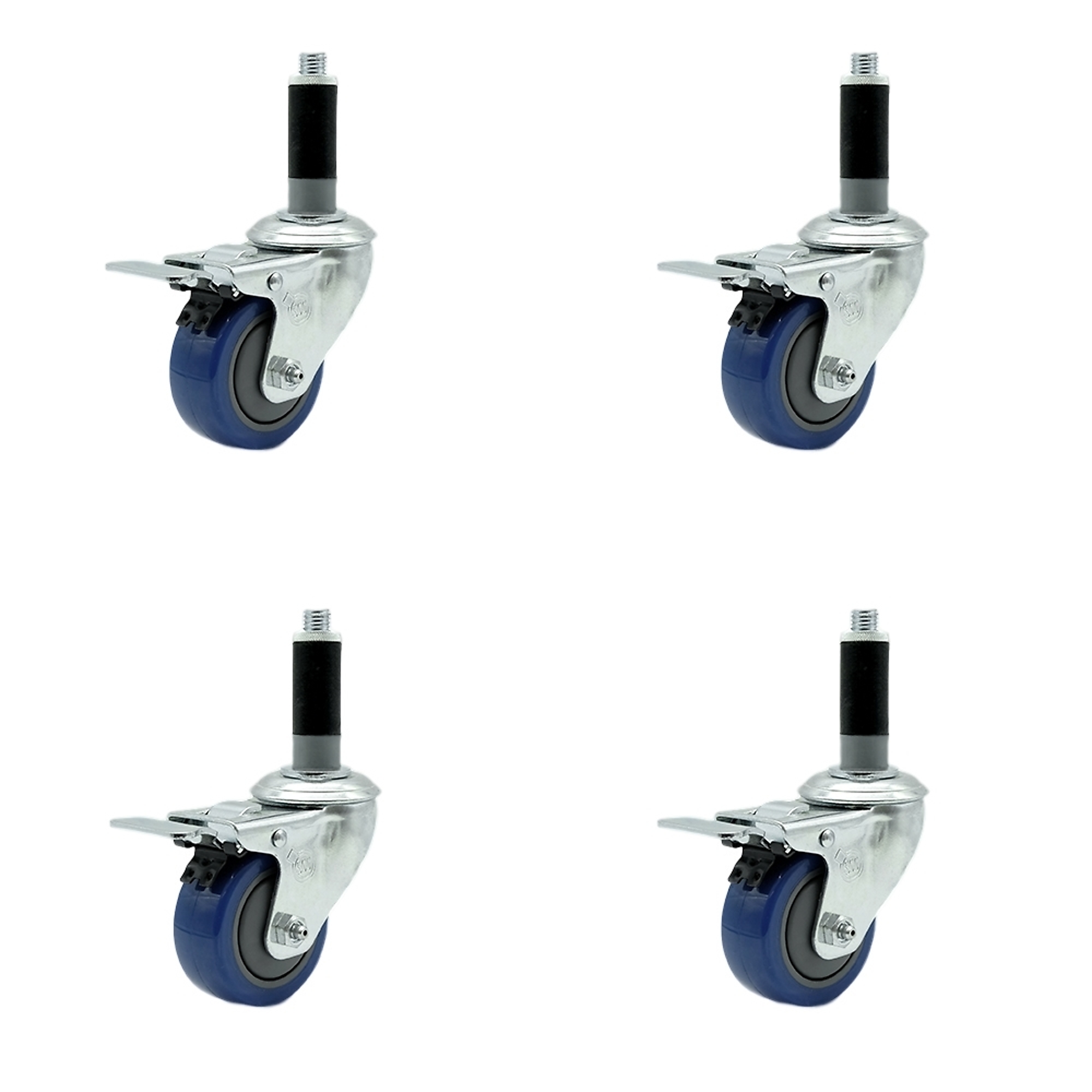 Service Caster, 3 1/2Inch x 1 1/4Inch Stem Casters, Wheel Diameter 3.5 in, Caster Type Rigid, Package (qty.) 4, Model SCC-TTLEX20S3514-PPUB-BLUE-MTG42