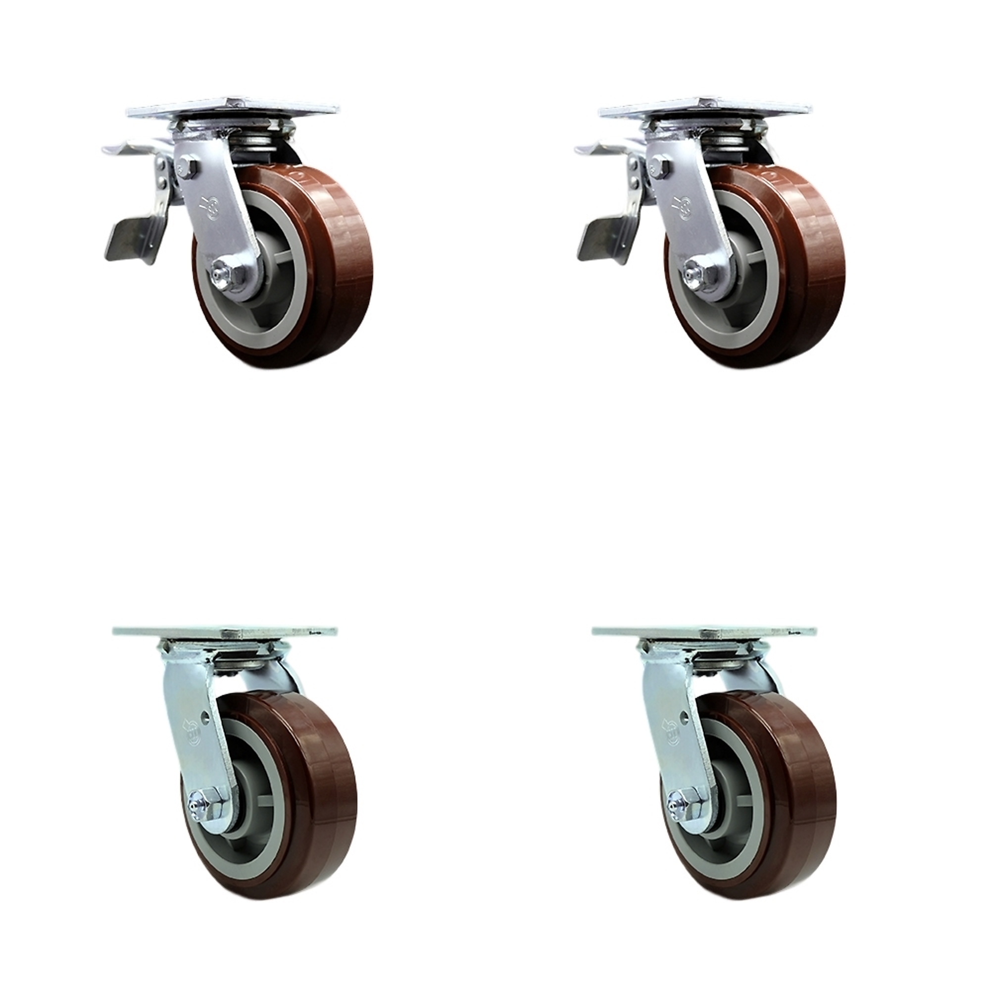 Service Caster, 5Inch x 2Inch Plate Casters, Wheel Diameter 5 in, Caster Type Swivel, Package (qty.) 4, Model SCC-TTL30S520-PPUB-2-S-2