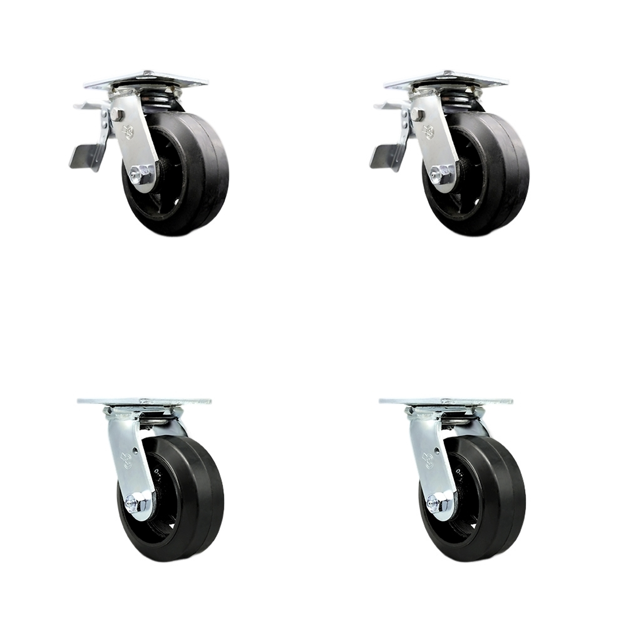 Service Caster, 6Inch x 2Inch Plate Casters, Wheel Diameter 6 in, Caster Type Swivel, Package (qty.) 4, Model SCC-TTL30S620-RSB-2-S-2