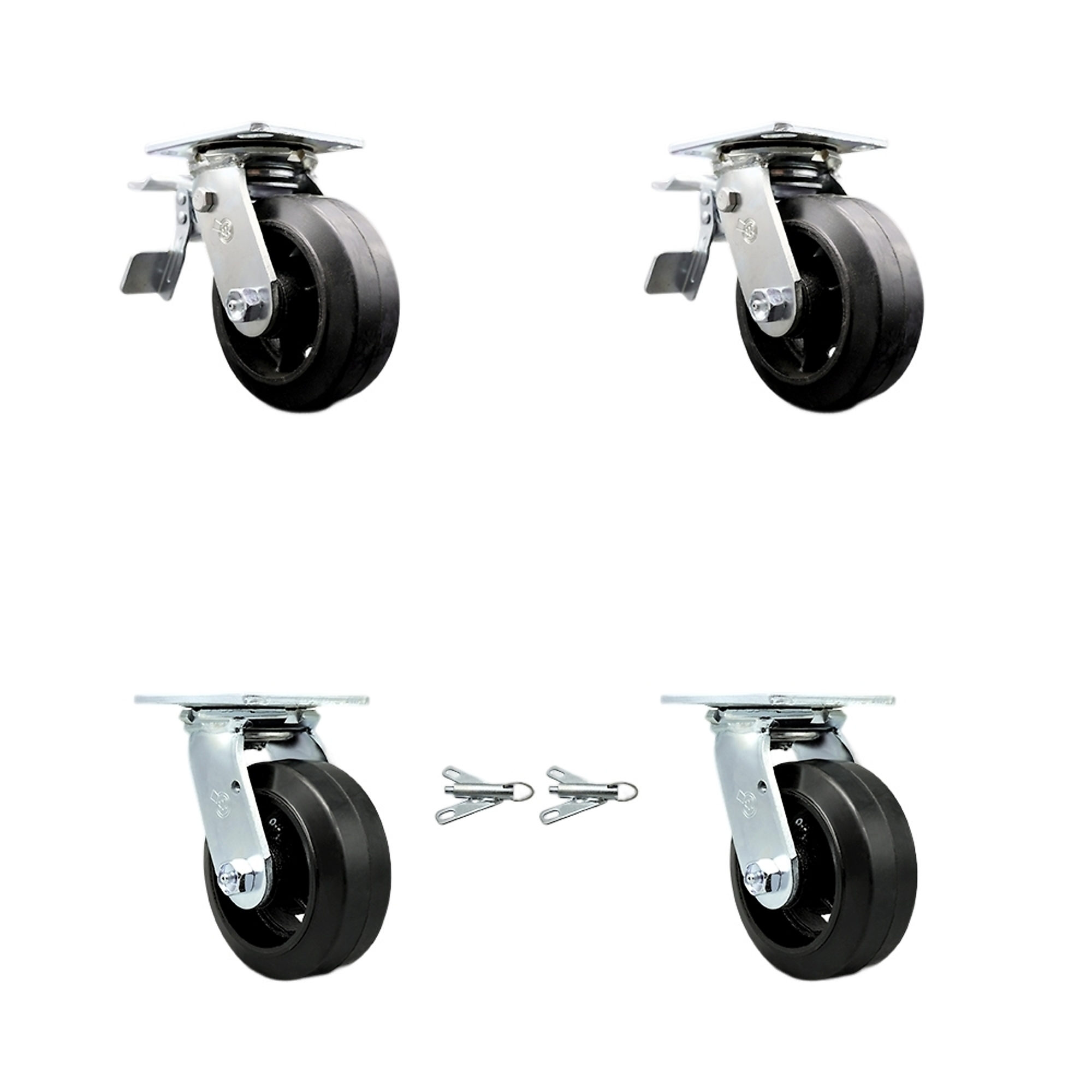 Service Caster, 6Inch x 2Inch Plate Casters, Wheel Diameter 6 in, Caster Type Swivel, Package (qty.) 4, Model SCC-TTL30S620-RSR-2-BSL-2