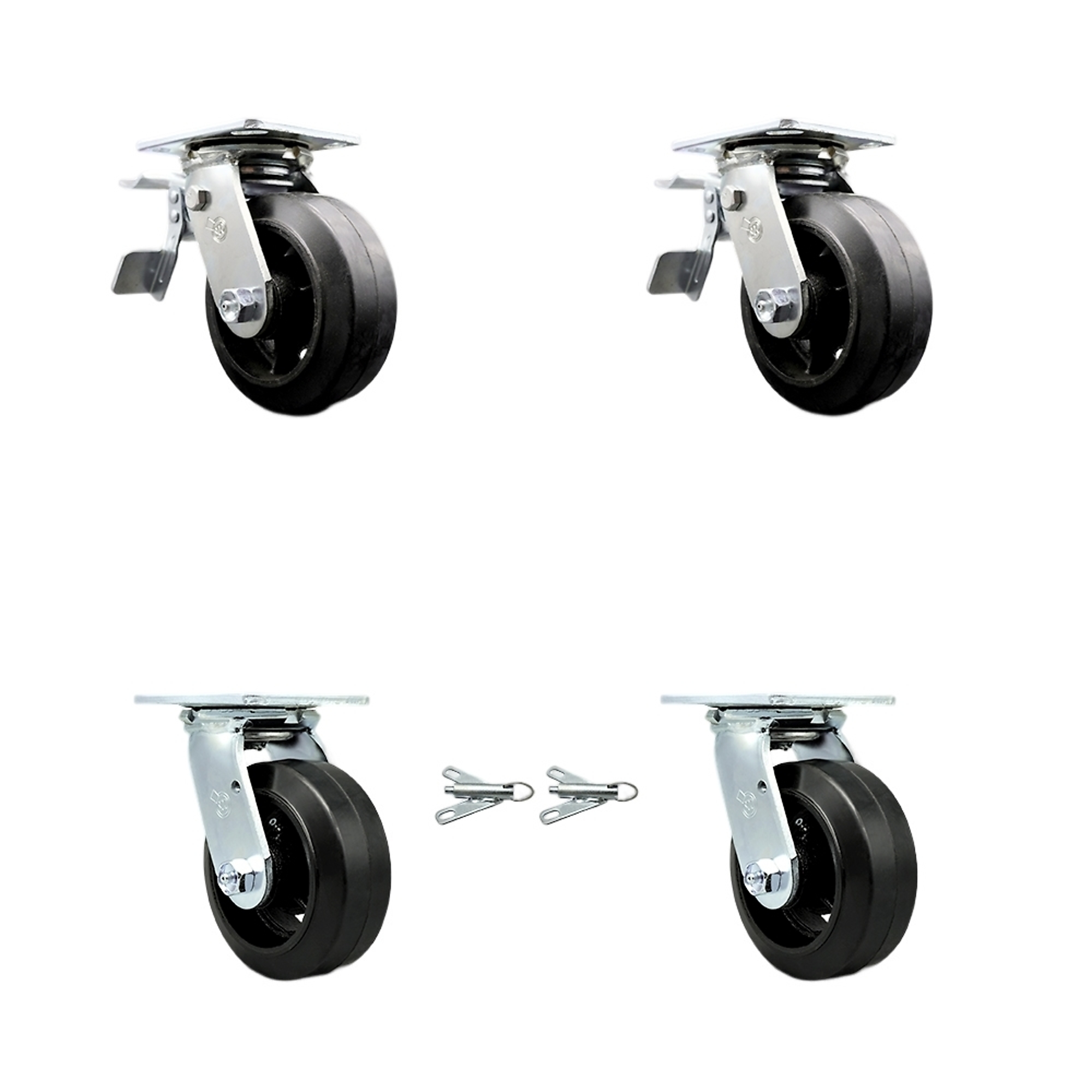 Service Caster, 5Inch x 2Inch Plate Casters, Wheel Diameter 5 in, Caster Type Swivel, Package (qty.) 4, Model SCC-TTL30S520-RSR-2-BSL-2