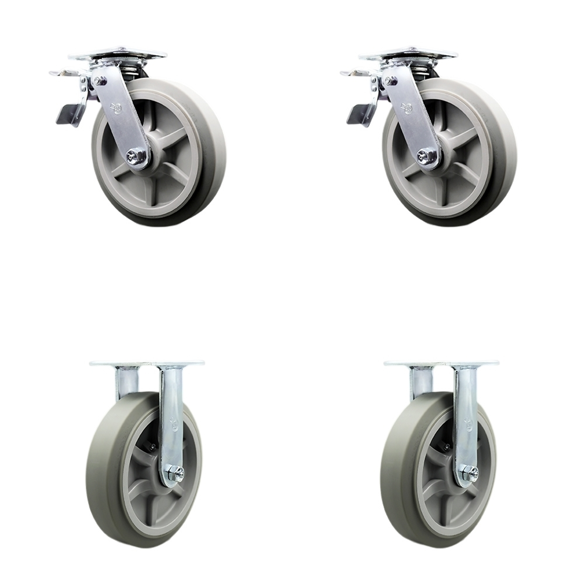 Service Caster, 8Inch x 2Inch Plate Casters, Wheel Diameter 8 in, Caster Type Swivel, Package (qty.) 4, Model SCC-TTL30S820-TPRBF-2-R-2