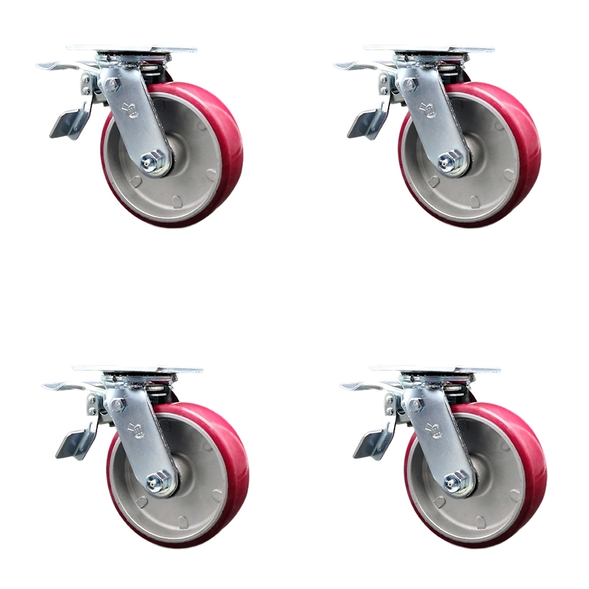 Service Caster, 6Inch x 2Inch Plate Casters, Wheel Diameter 6 in, Caster Type Swivel, Package (qty.) 4, Model SCC-TTL30S620-PAR-4