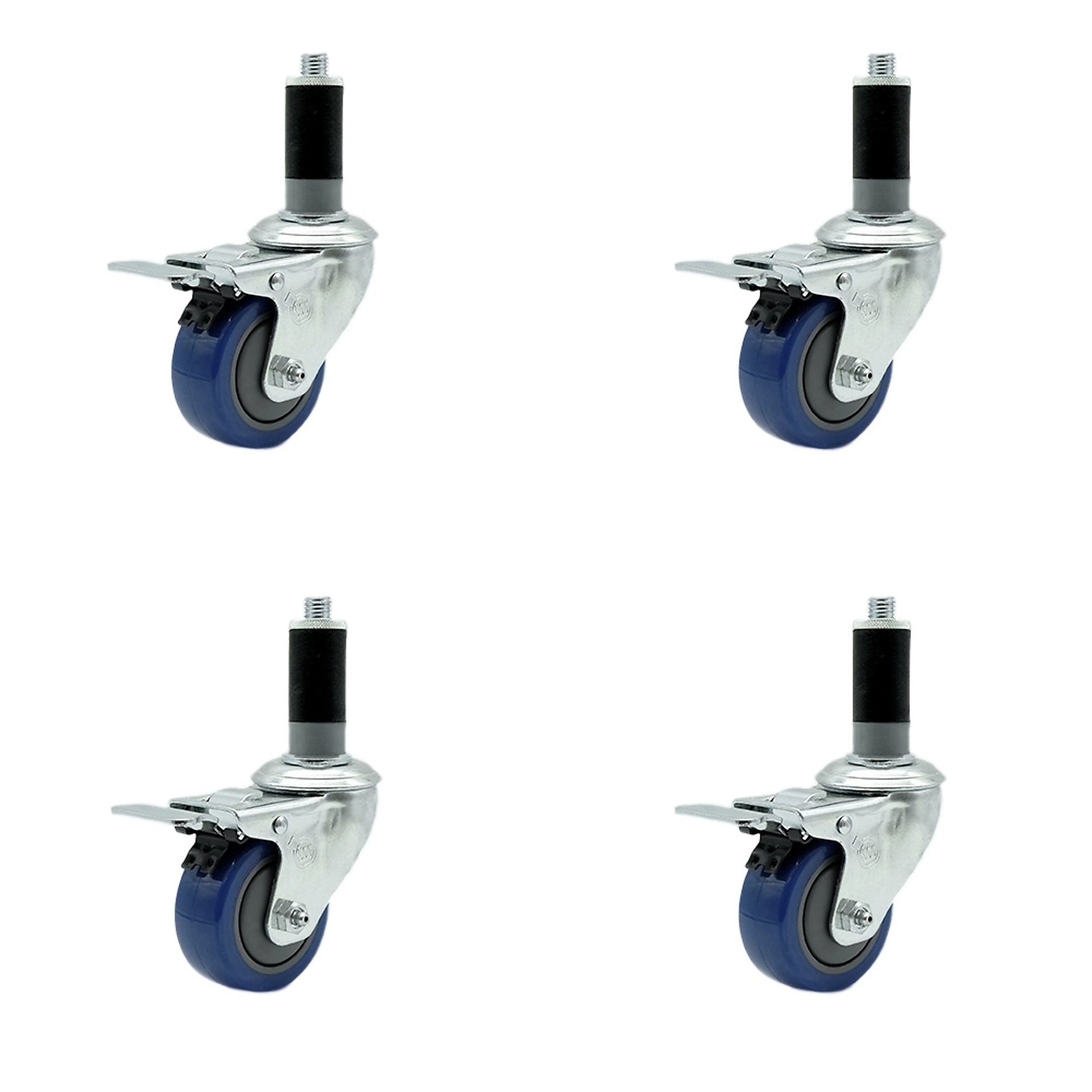 Service Caster, 3 1/2Inch x 1 1/4Inch Stem Casters, Wheel Diameter 3.5 in, Caster Type Rigid, Package (qty.) 4, Model SCC-TTLEX20S3514-PPUB-BLUE-MTG43