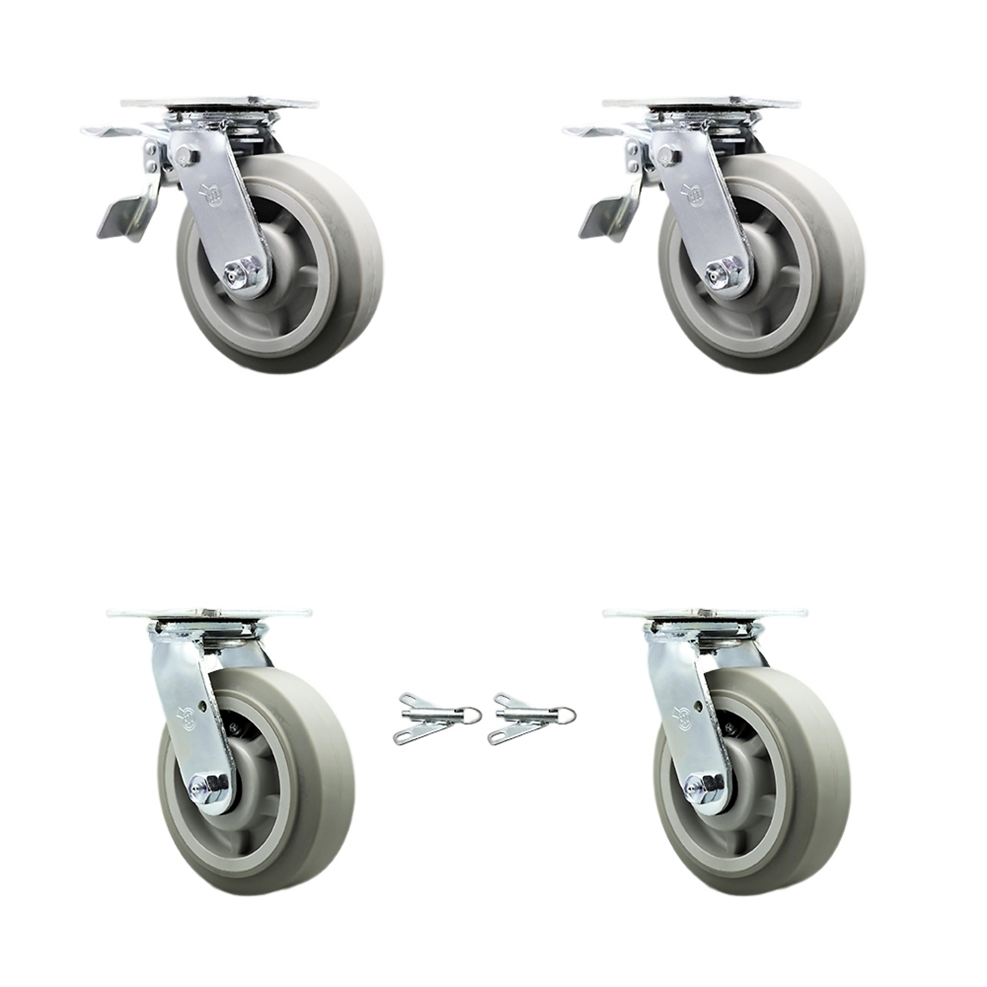 Service Caster, 6Inch x 2Inch Plate Casters, Wheel Diameter 6 in, Caster Type Swivel, Package (qty.) 4, Model SCC-TTL30S620-TPRBF-2-BSL-2