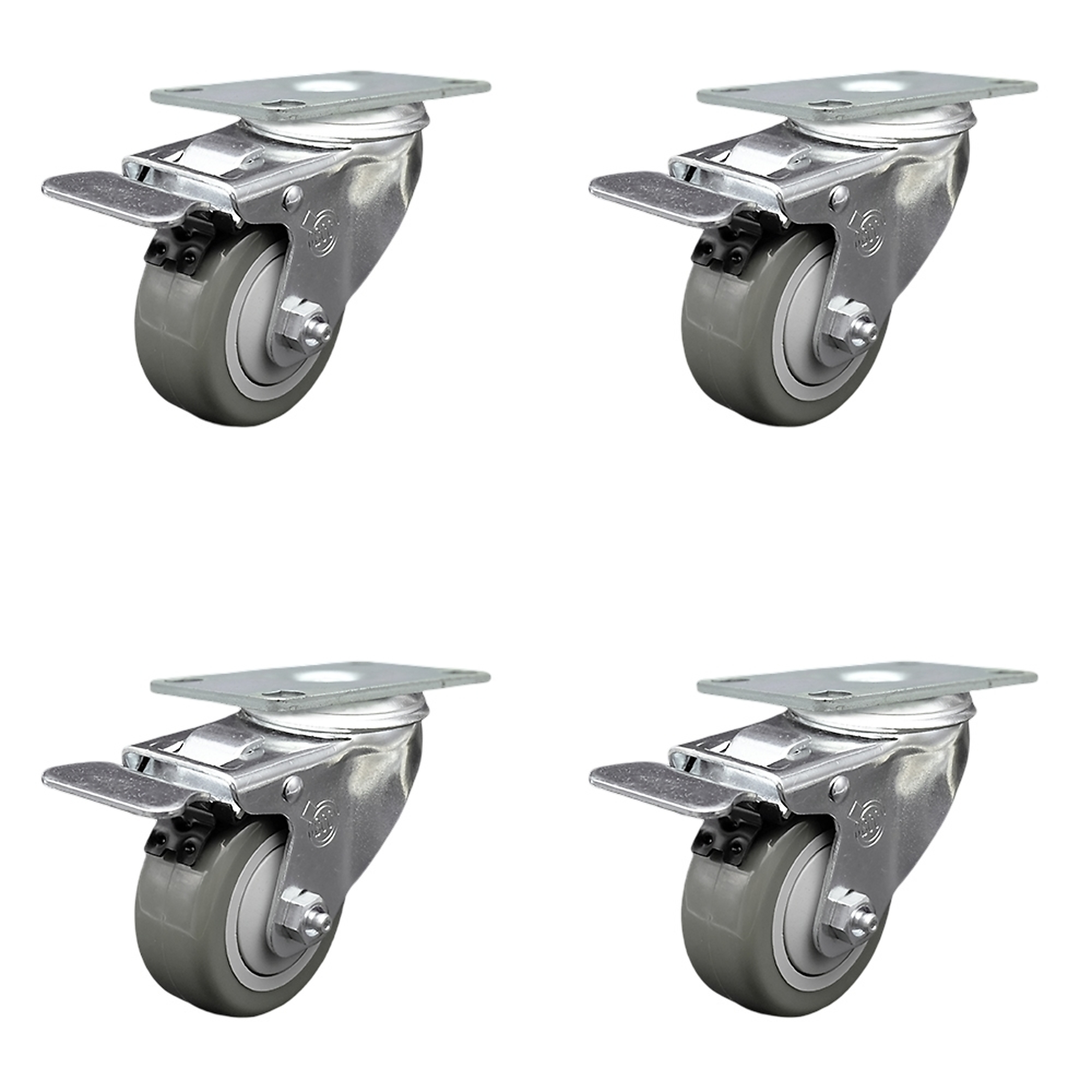 Service Caster, 3 1/2Inch x 1 1/4Inch Plate Casters, Wheel Diameter 3.5 in, Caster Type Swivel, Package (qty.) 4, Model SCC-TTL20S3514-PPUB-4