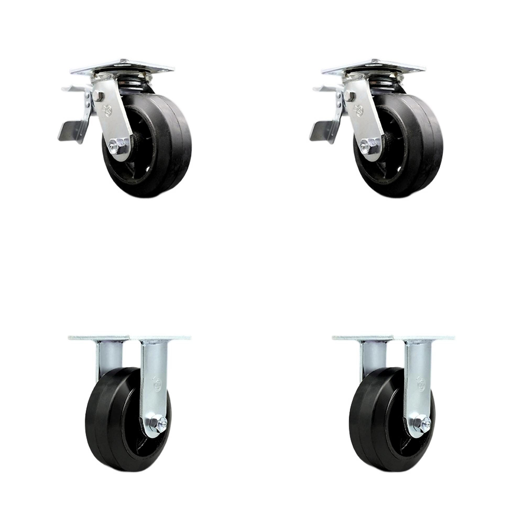 Service Caster, 6Inch x 2Inch Plate Casters, Wheel Diameter 6 in, Caster Type Swivel, Package (qty.) 4, Model SCC-TTL30S620-RSR-2-R-2