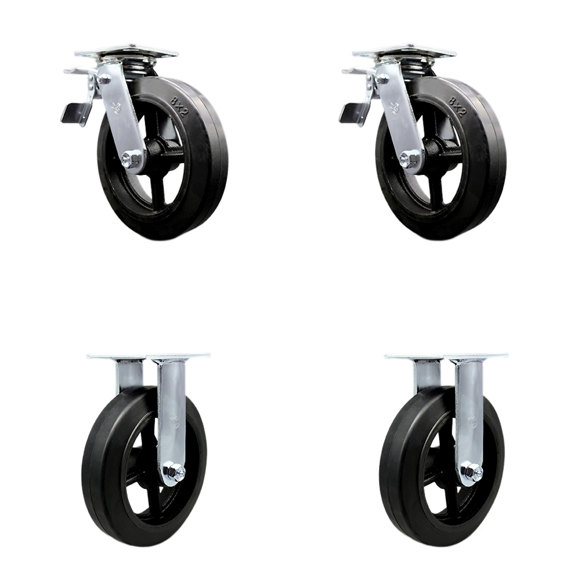 Service Caster, 8Inch x 2Inch Plate Casters, Wheel Diameter 8 in, Caster Type Swivel, Package (qty.) 4, Model SCC-TTL30S820-RSR-2-R-2