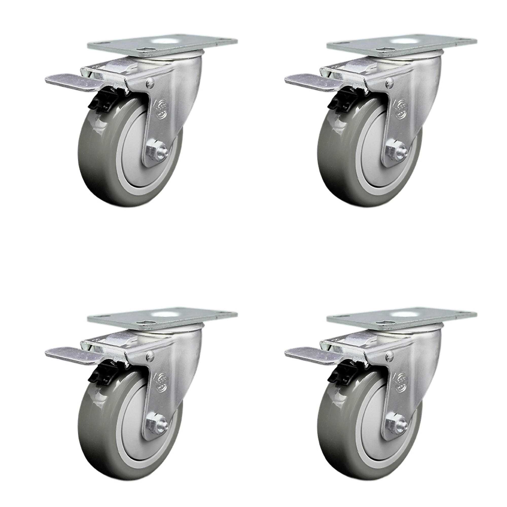 Service Caster, 4Inch x 1 1/4Inch Plate Casters, Wheel Diameter 4 in, Caster Type Swivel, Package (qty.) 4, Model SCC-TTL20S414-PPUB-4