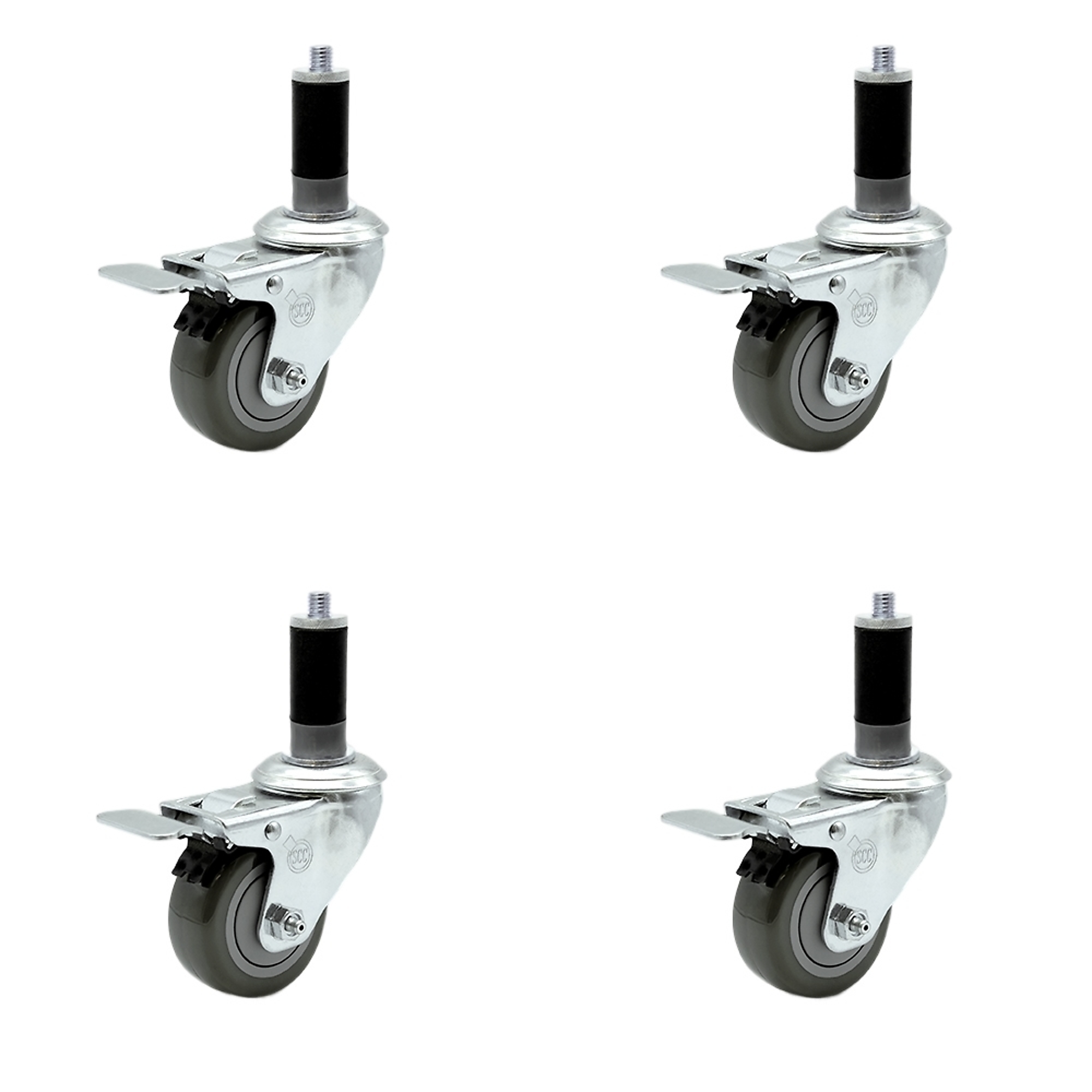 Service Caster, 3 1/2Inch x 1 1/4Inch Stem Casters, Wheel Diameter 3.5 in, Caster Type Rigid, Package (qty.) 4, Model SCC-TTLEX20S3514-PPUB-MTG43-4