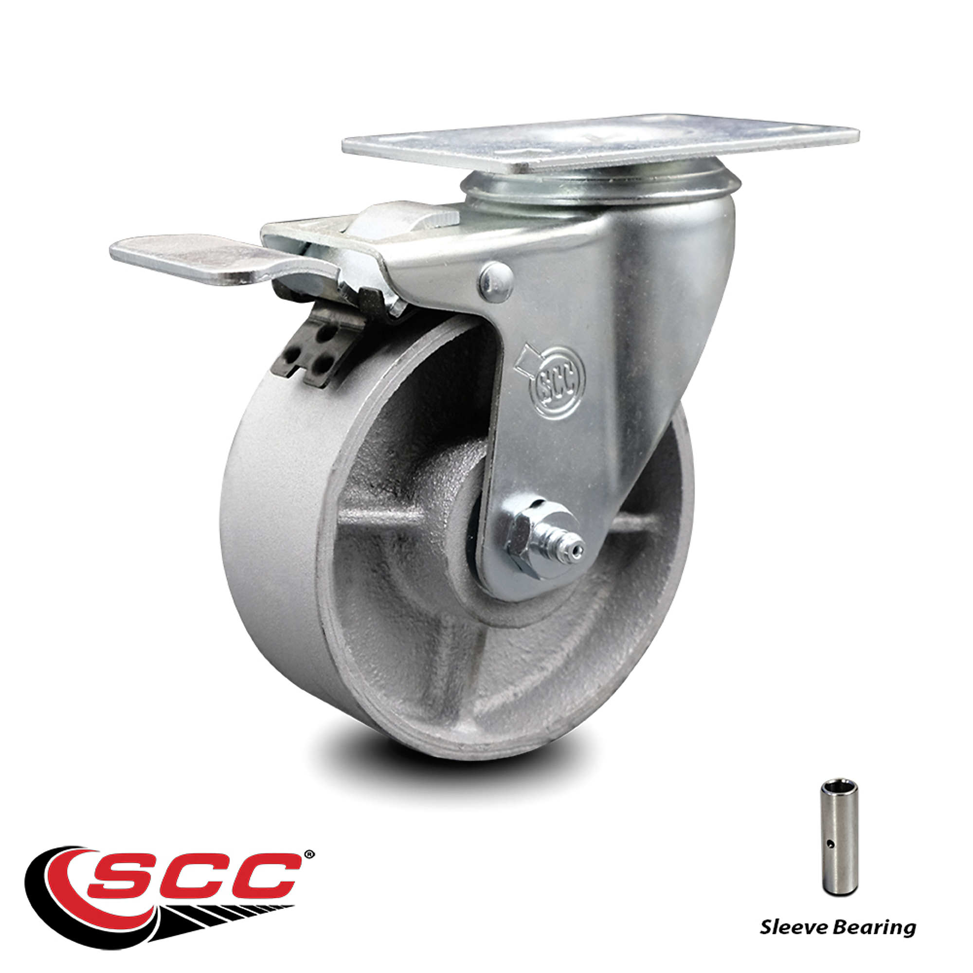 Service Caster, 4Inch x 1 1/4Inch Plate Caster, Wheel Diameter 4 in, Caster Type Swivel, Package (qty.) 1, Model SCC-TTL20S414-SSS