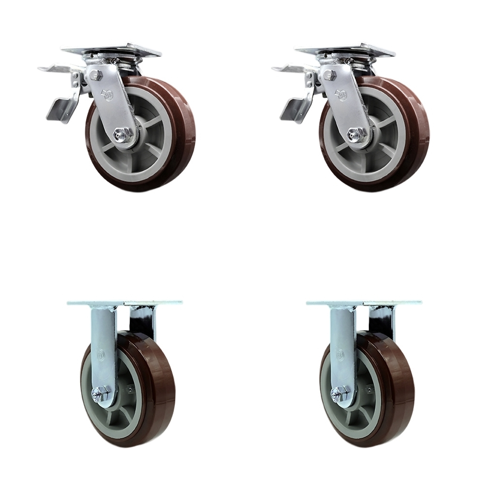 Service Caster, 6Inch x 2Inch Plate Casters, Wheel Diameter 6 in, Caster Type Swivel, Package (qty.) 4, Model SCC-TTL30S620-PPUR-2-R-2