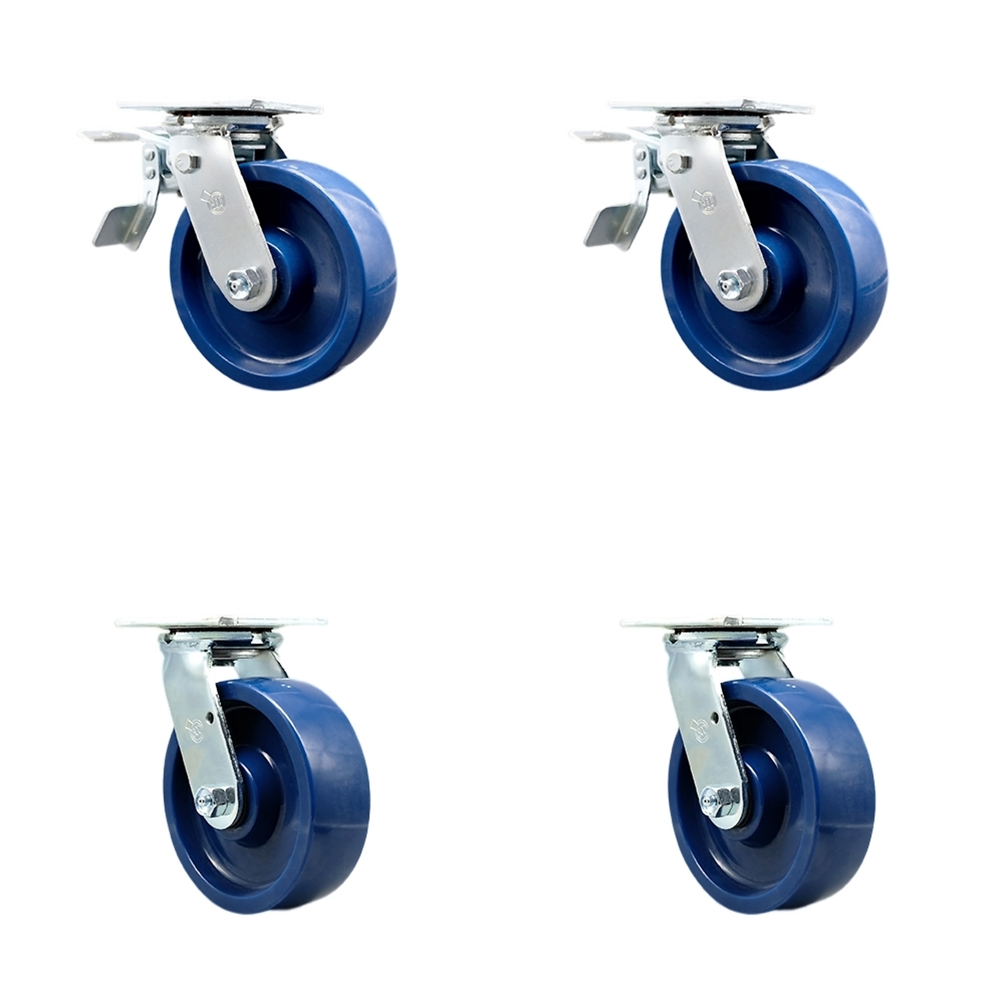 Service Caster, 6Inch x 2Inch Plate Casters, Wheel Diameter 6 in, Caster Type Swivel, Package (qty.) 4, Model SCC-TTL30S620-SPUR-2-S-2