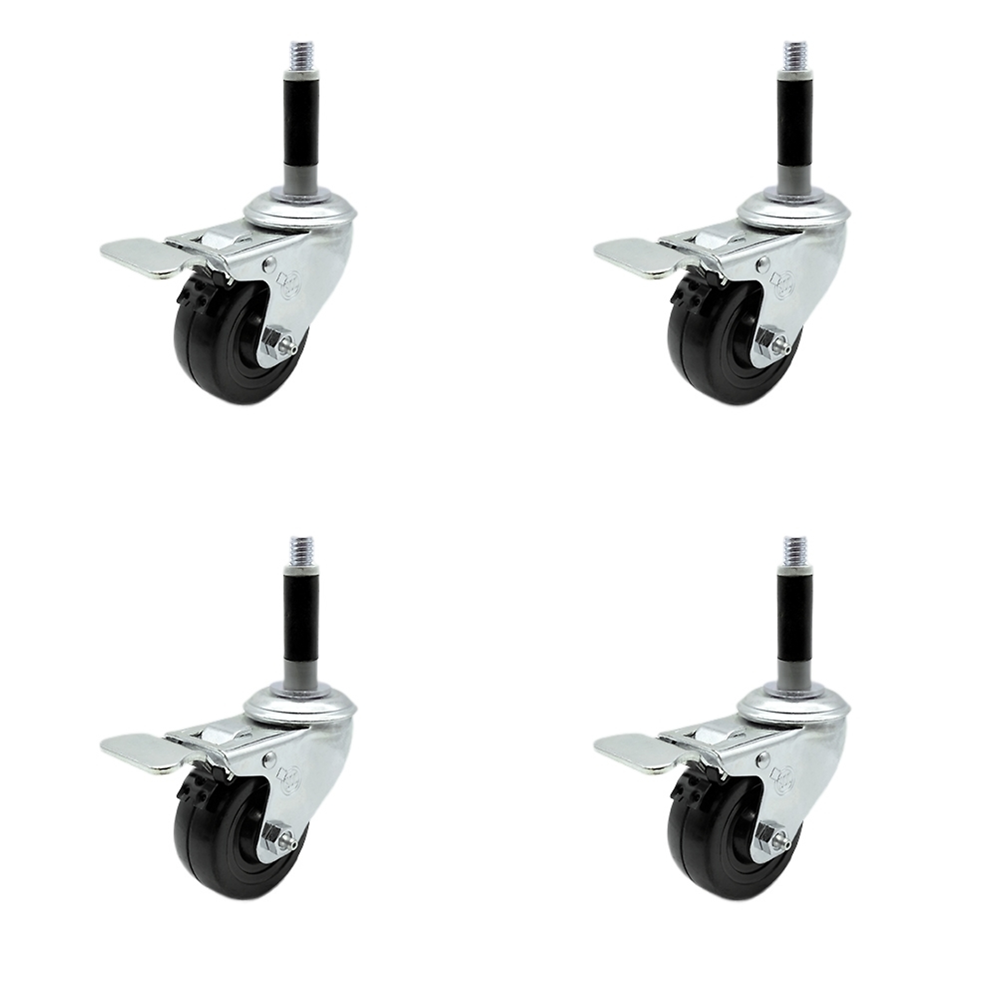 Service Caster, 3Inch x 1 1/4Inch Stem Casters, Wheel Diameter 3 in, Caster Type Swivel, Package (qty.) 4, Model SCC-TTLEX20S314-HRS-MTG40-4