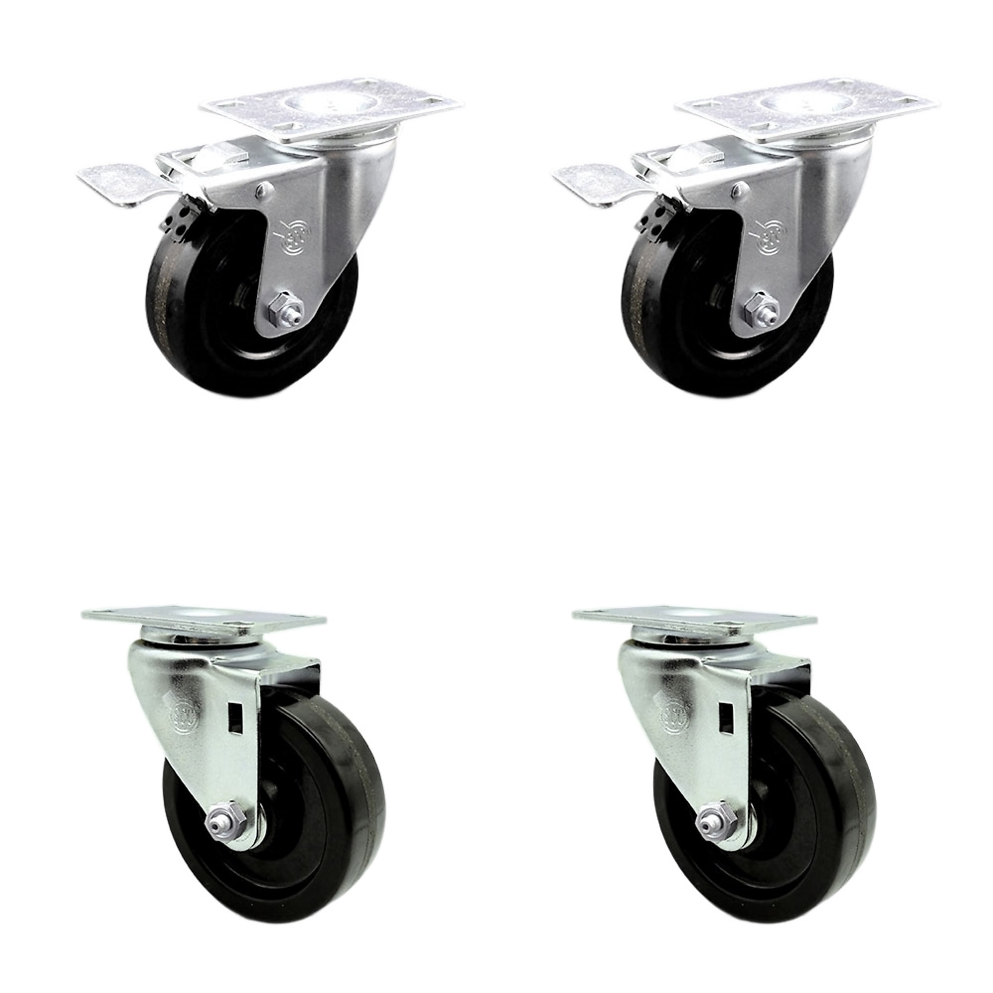 Service Caster, 4Inch x 1 1/4Inch Plate Casters, Wheel Diameter 4 in, Caster Type Swivel, Package (qty.) 4, Model SCC-TTL20S414-PHR-2-S-2