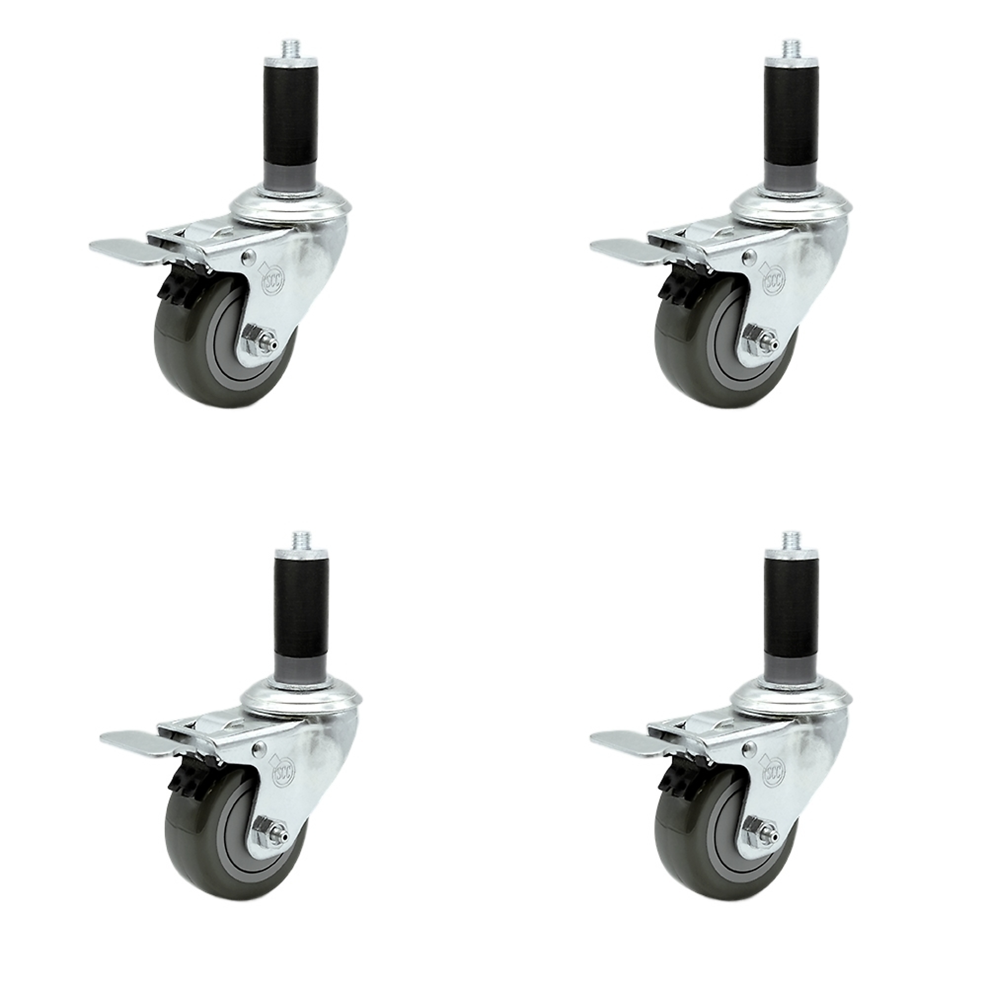 Service Caster, 3 1/2Inch x 1 1/4Inch Stem Casters, Wheel Diameter 3.5 in, Caster Type Rigid, Package (qty.) 4, Model SCC-TTLEX20S3514-PPUB-MTG44-4