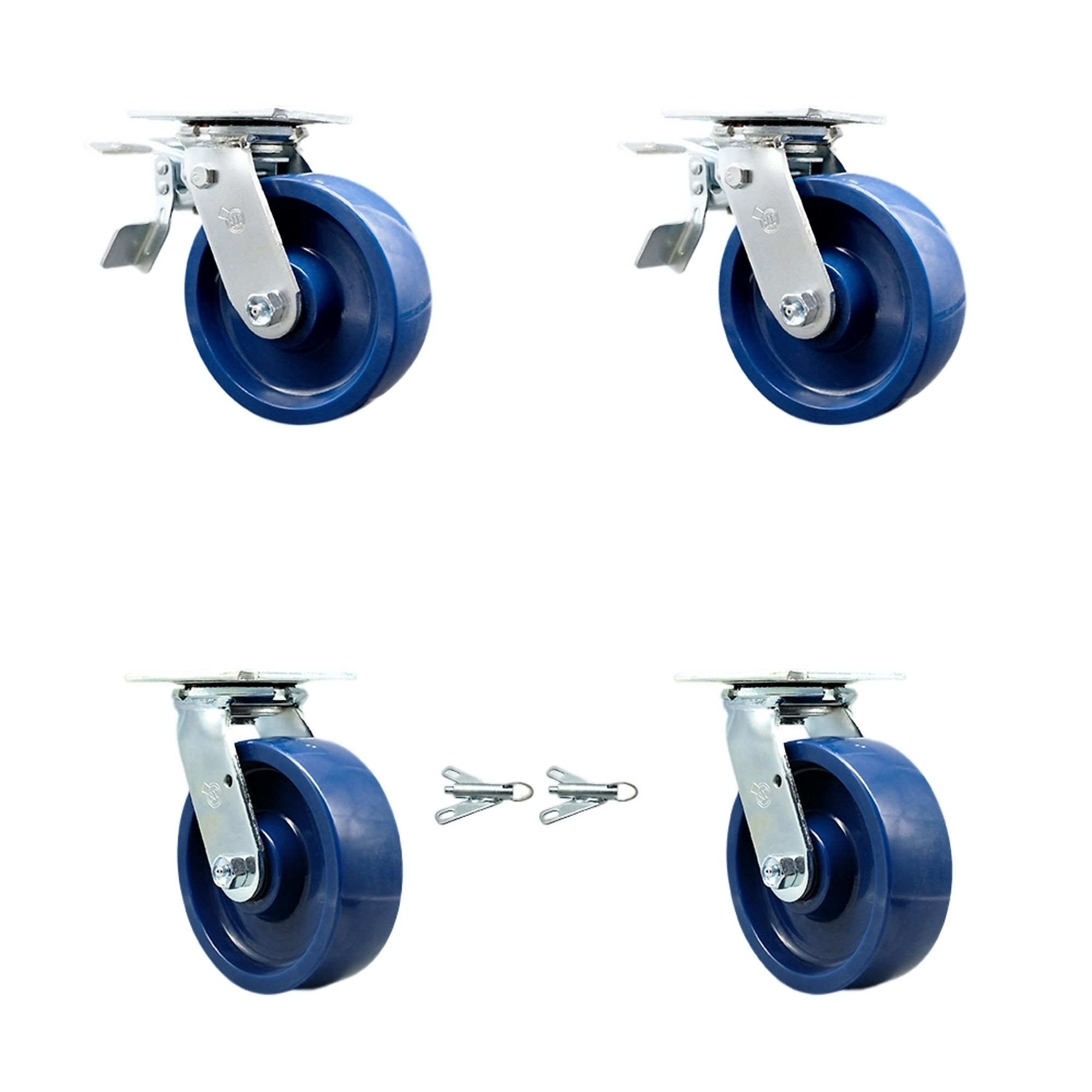 Service Caster, 6Inch x 2Inch Plate Casters, Wheel Diameter 6 in, Caster Type Swivel, Package (qty.) 4, Model SCC-TTL30S620-SPUR-2-BSL-2