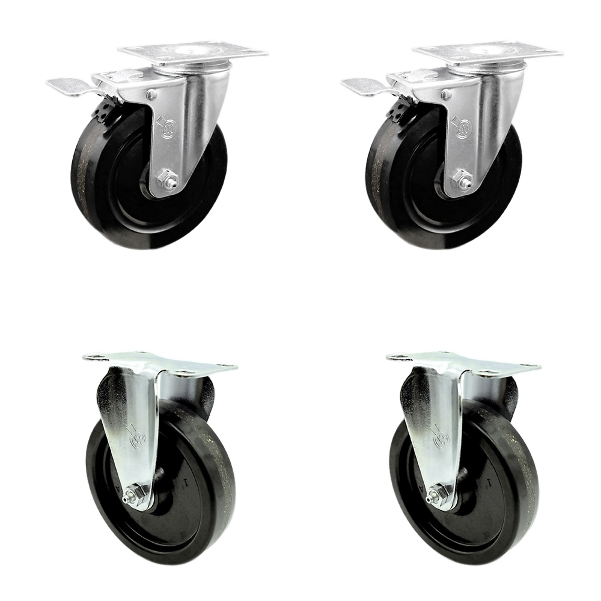 Service Caster, 5Inch x 1 1/4Inch Plate Casters, Wheel Diameter 5 in, Caster Type Swivel, Package (qty.) 4, Model SCC-TTL20S514-PHR-2-R-2