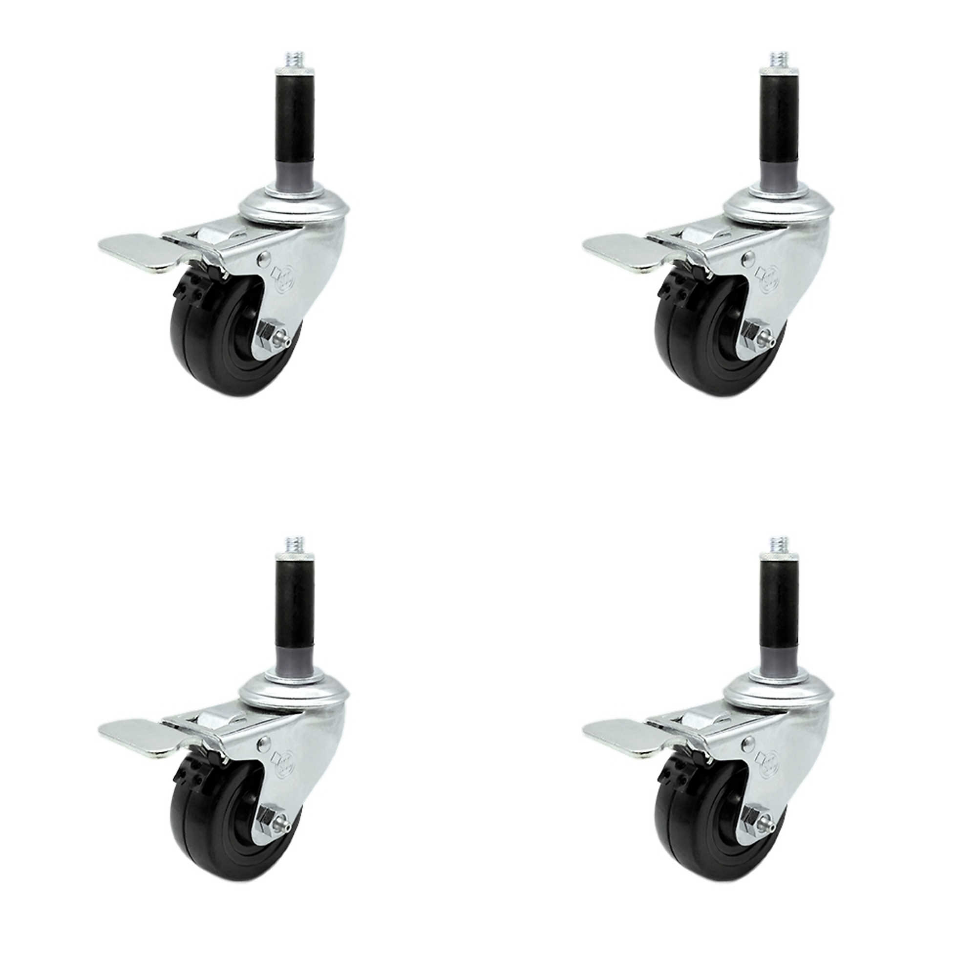 Service Caster, 3Inch x 1 1/4Inch Stem Casters, Wheel Diameter 3 in, Caster Type Swivel, Package (qty.) 4, Model SCC-TTLEX20S314-HRS-MTG41-4